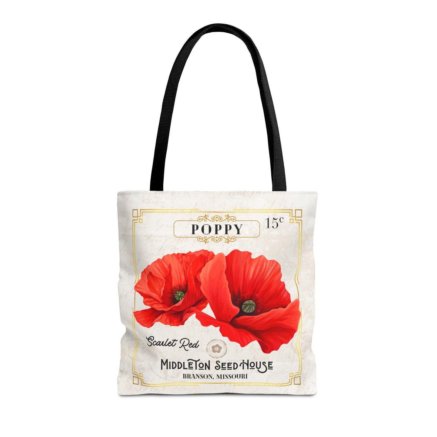 Personalized Poppy Seed Packet Vintage Farmer's Market Tote Bag