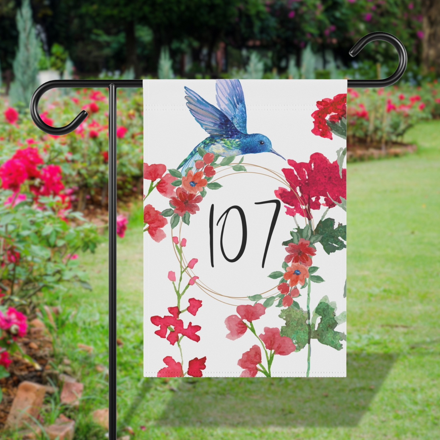 Personalized Hummingbird Yard Flag - Stand NOT Included