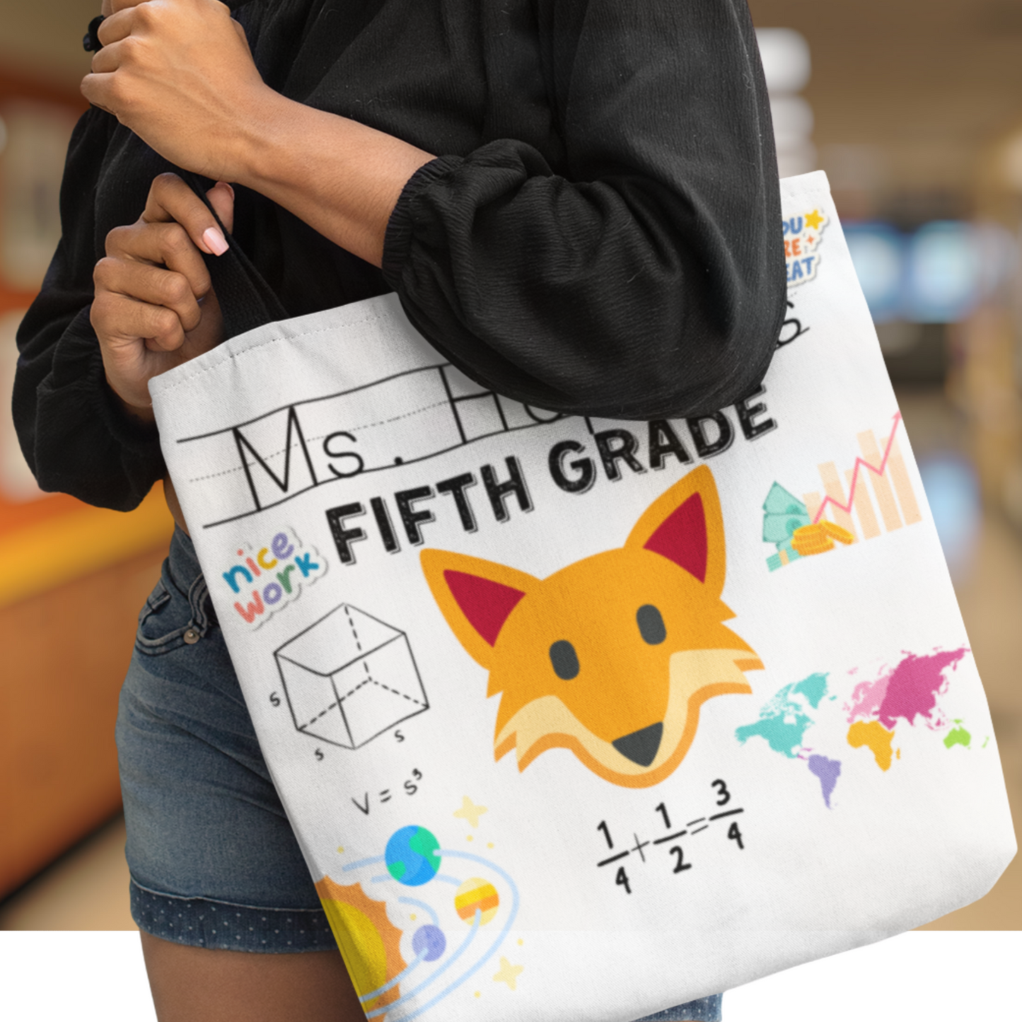 Personalized Fifth Grade Teacher Tote Bag