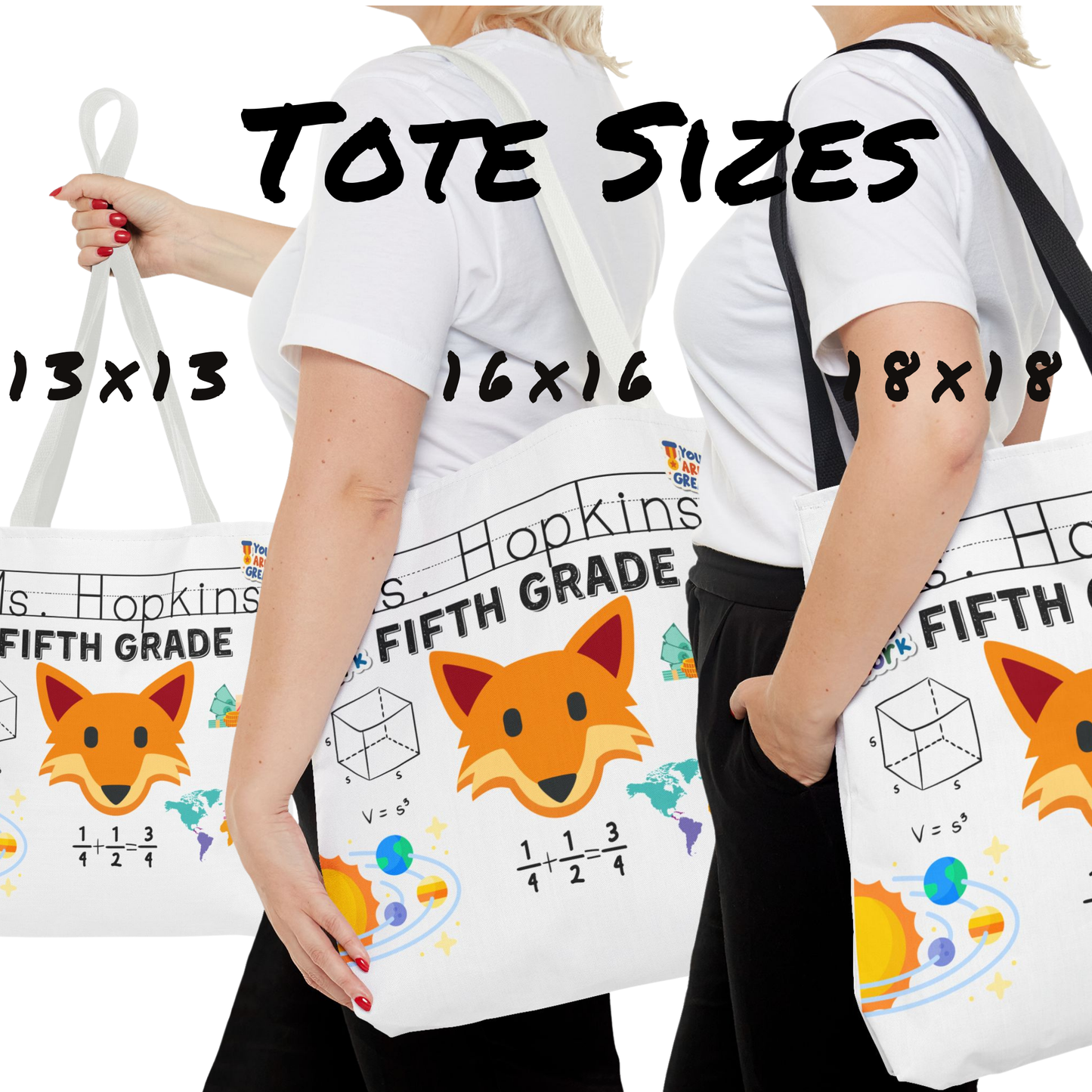 Personalized Fifth Grade Teacher Tote Bag