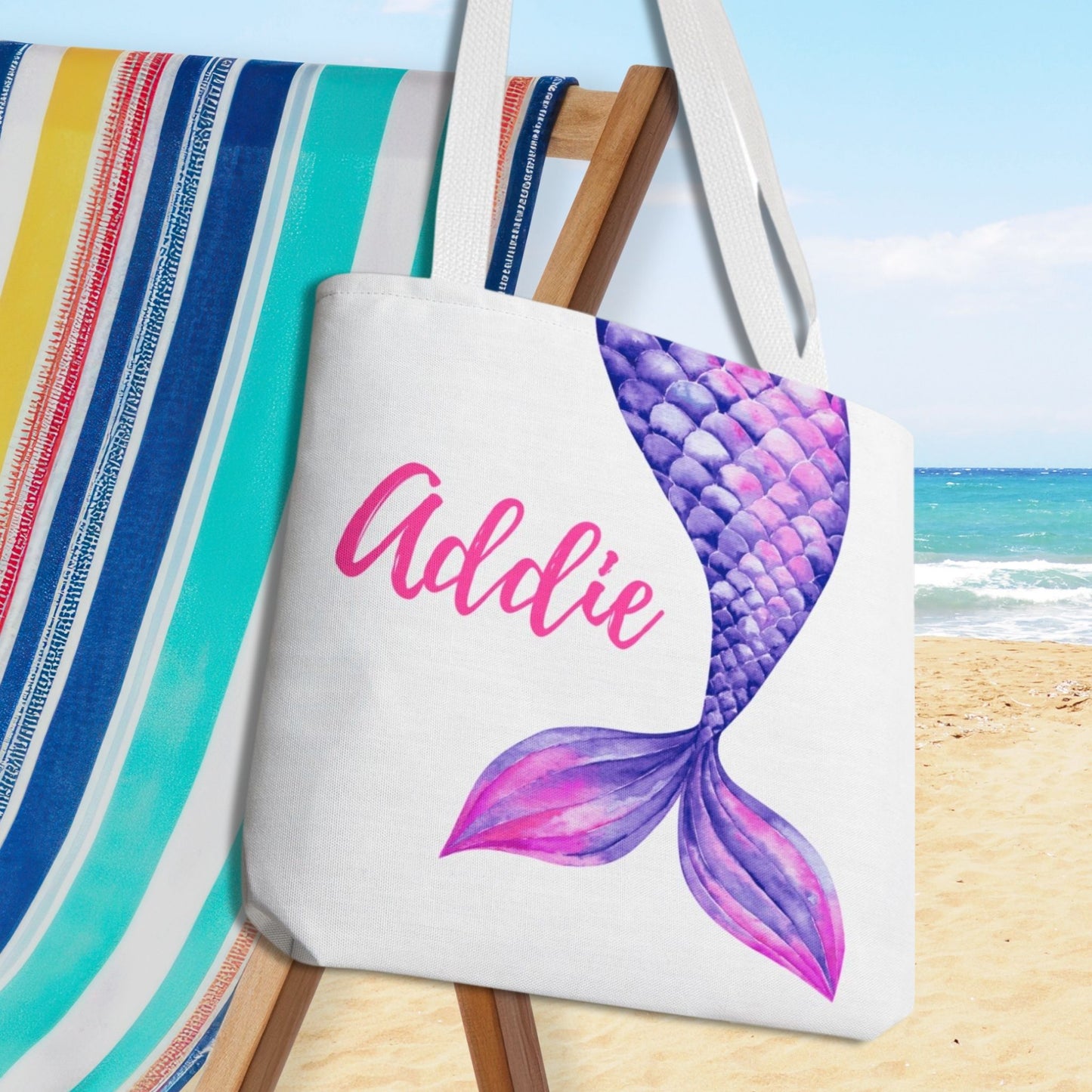 Personalized Mermaid Tail Tote Bag