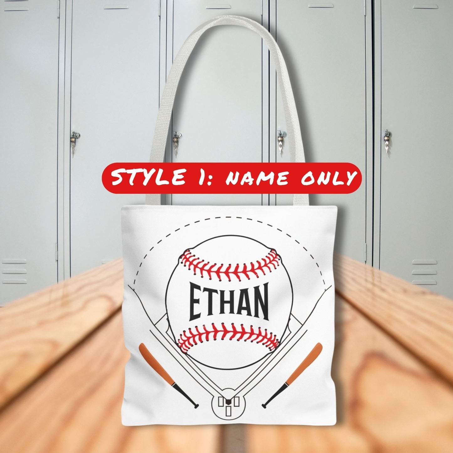 Personalized Baseball Tote Bag: Custom Name & Team Colors