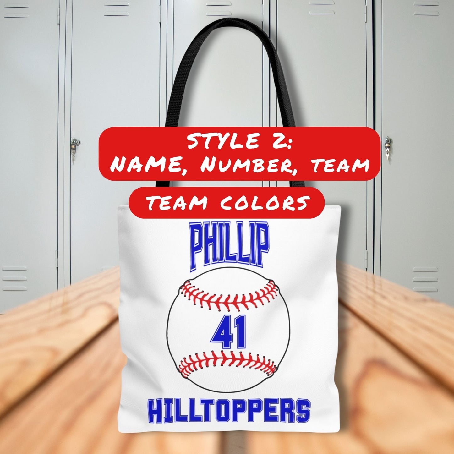 Personalized Baseball Tote Bag: Custom Name & Team Colors