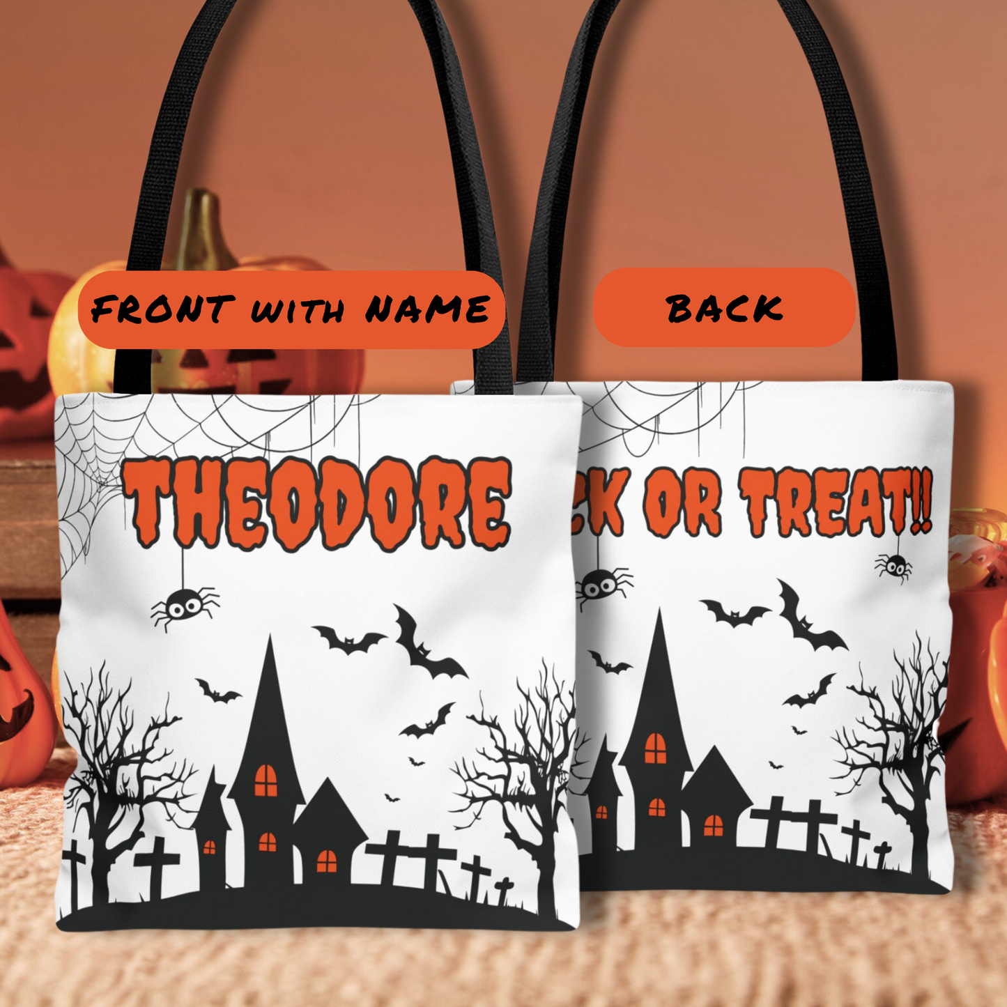 Personalized Spooky Halloween Trick or Treat Bag