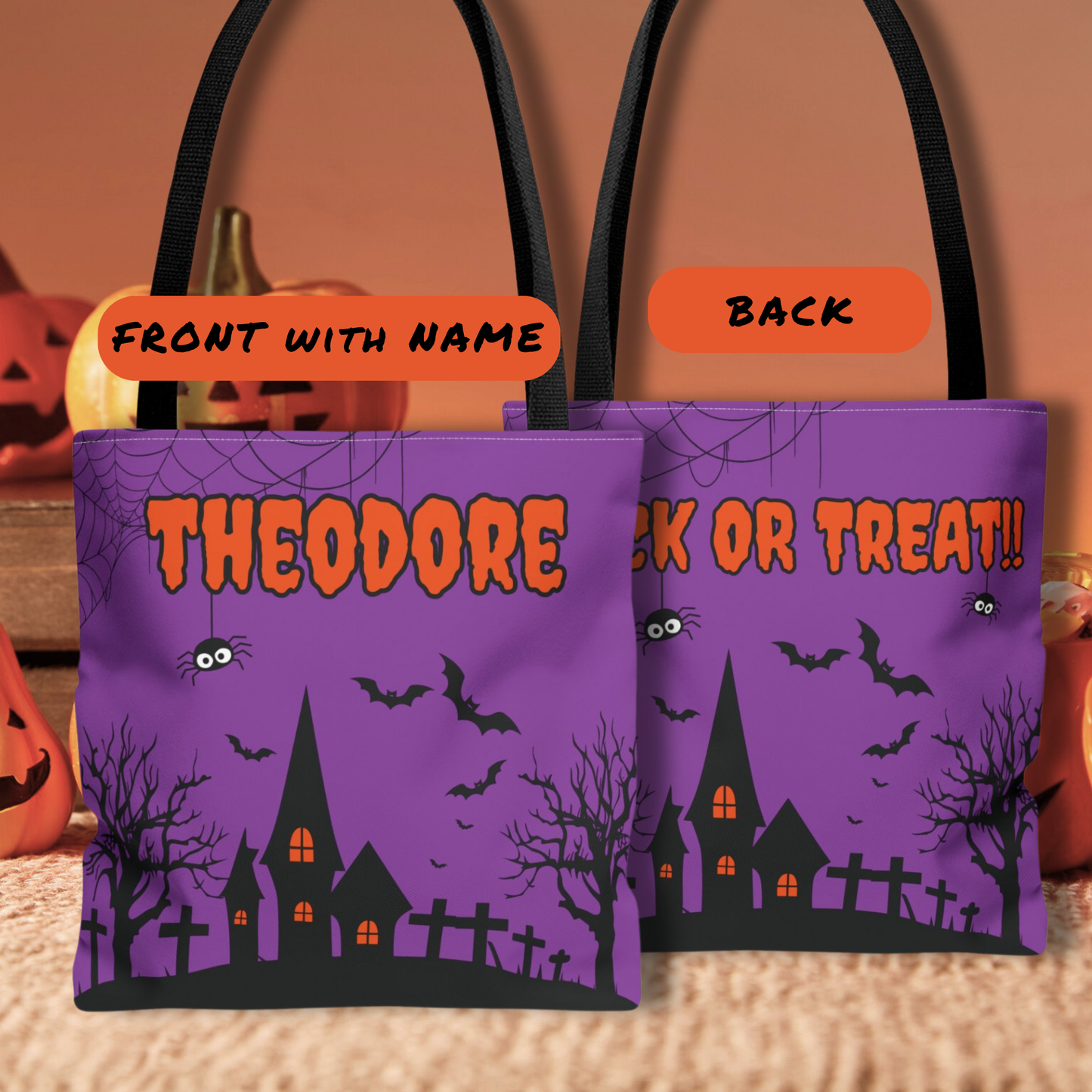 Personalized Spooky Halloween Trick or Treat Bag