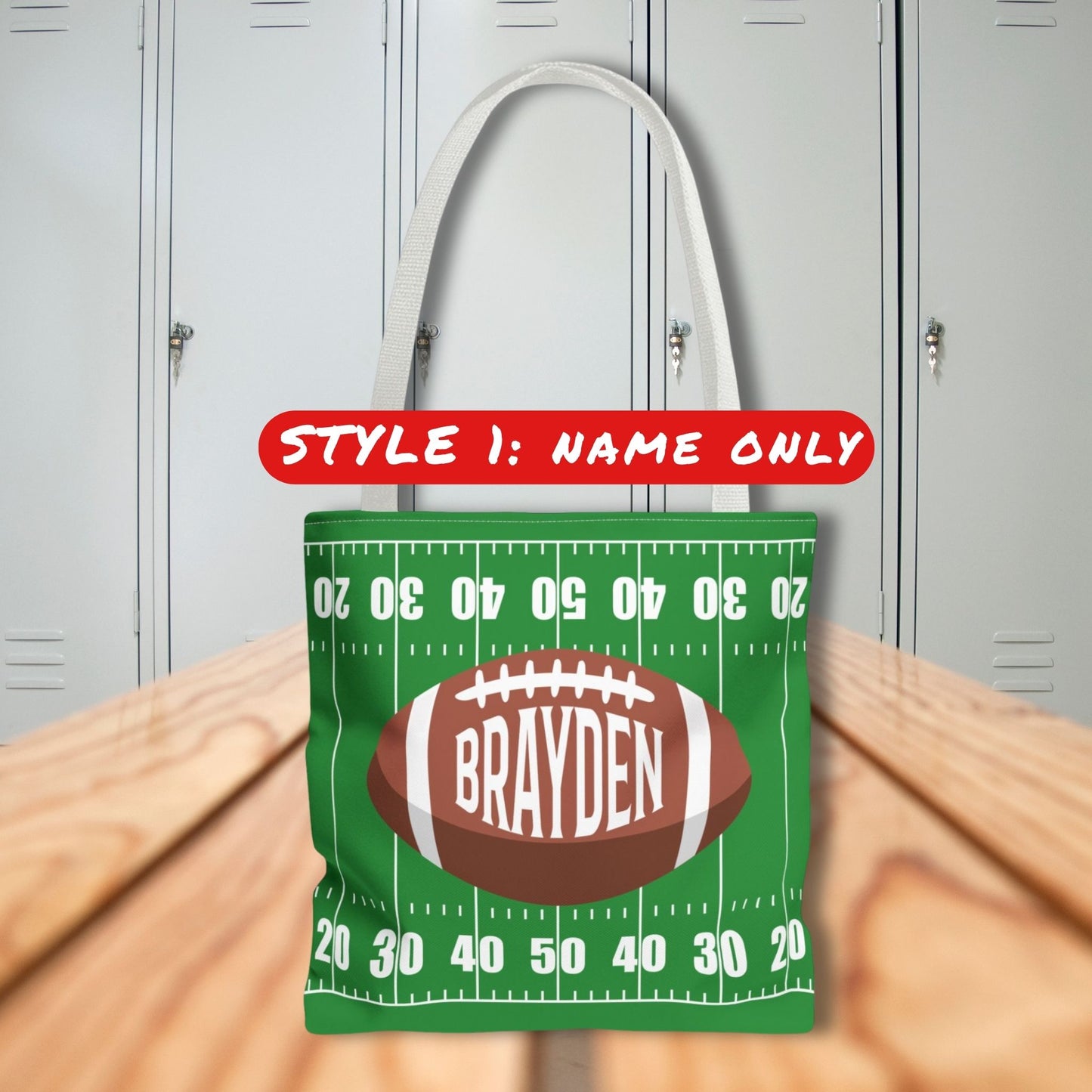 Personalized Football Tote Bag: Custom Name & Team Colors