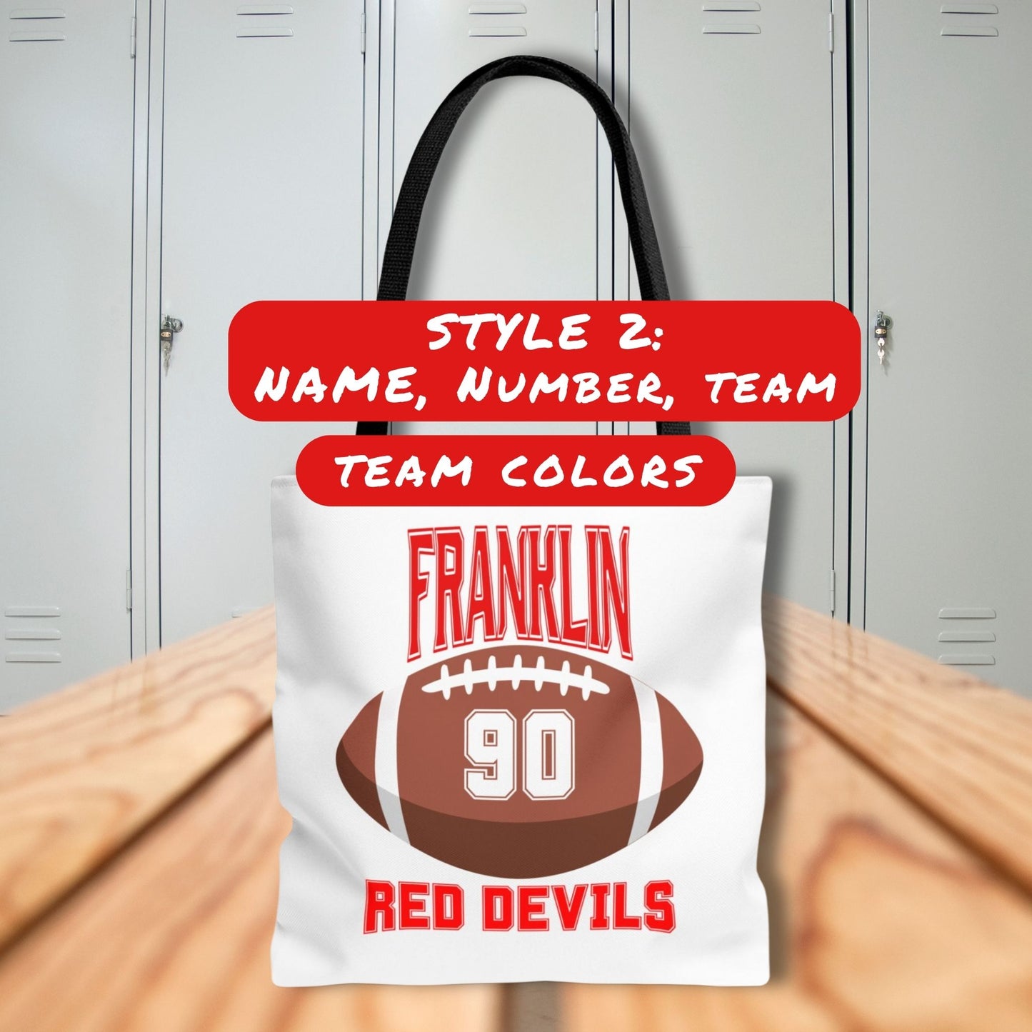 Personalized Football Tote Bag: Custom Name & Team Colors