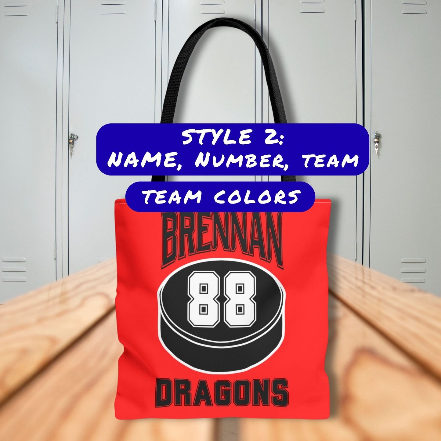 Personalized Hockey Tote Bag: Custom Name & Team Colors