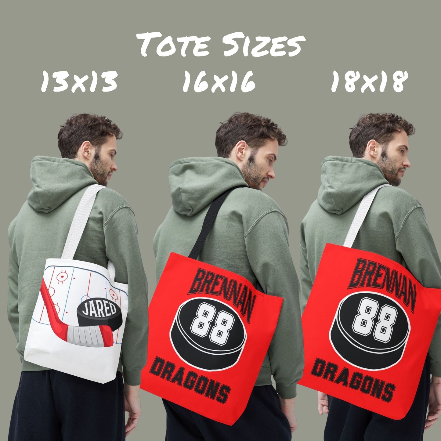 Personalized Hockey Tote Bag: Custom Name & Team Colors