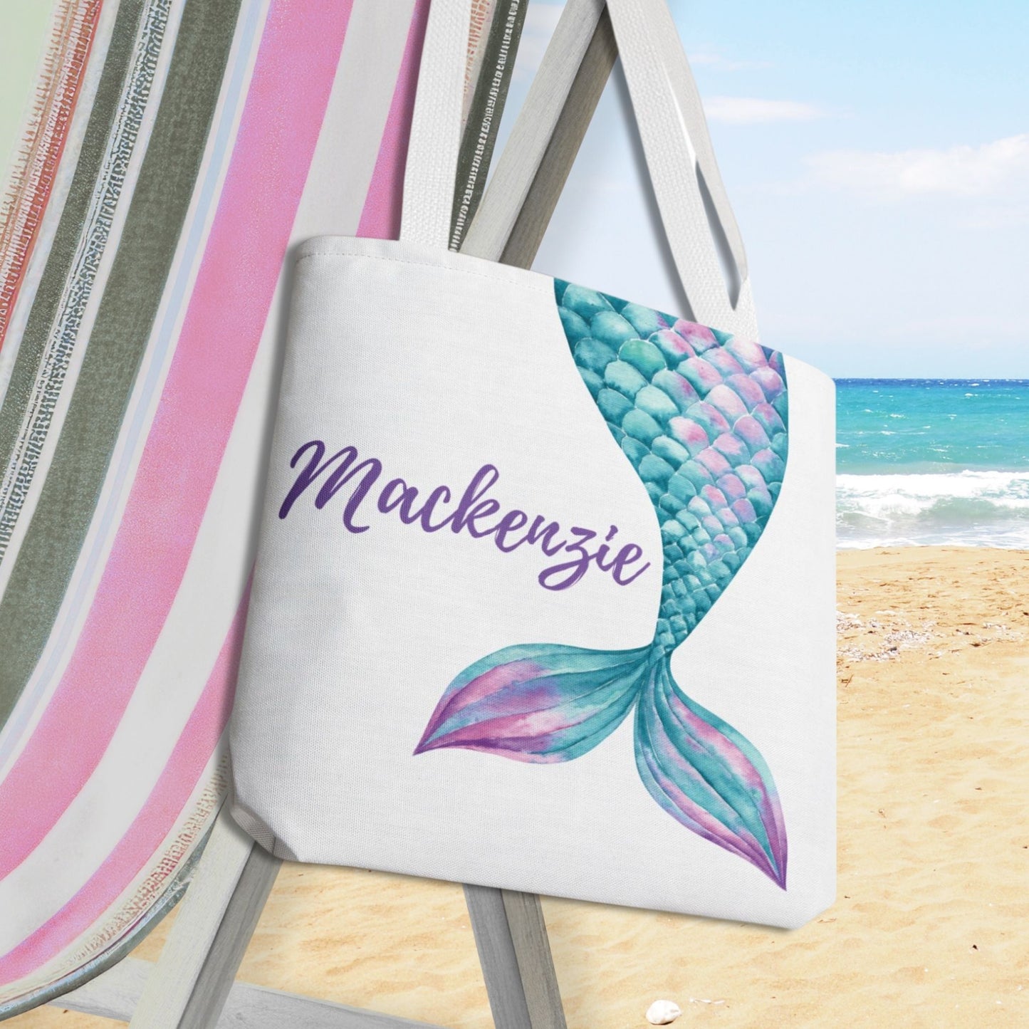 Personalized Mermaid Tail Tote Bag
