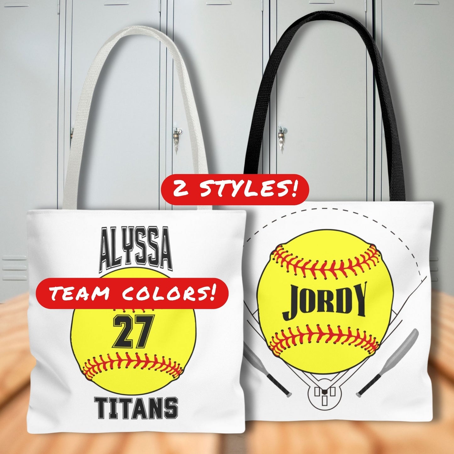 Personalized Softball Tote Bag: Custom Name & Team Colors