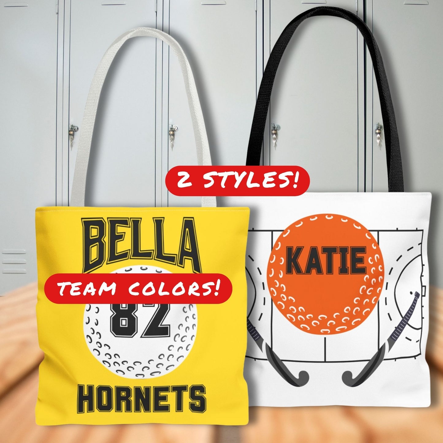 Personalized Field Hockey Tote Bag: Custom Name & Team Colors