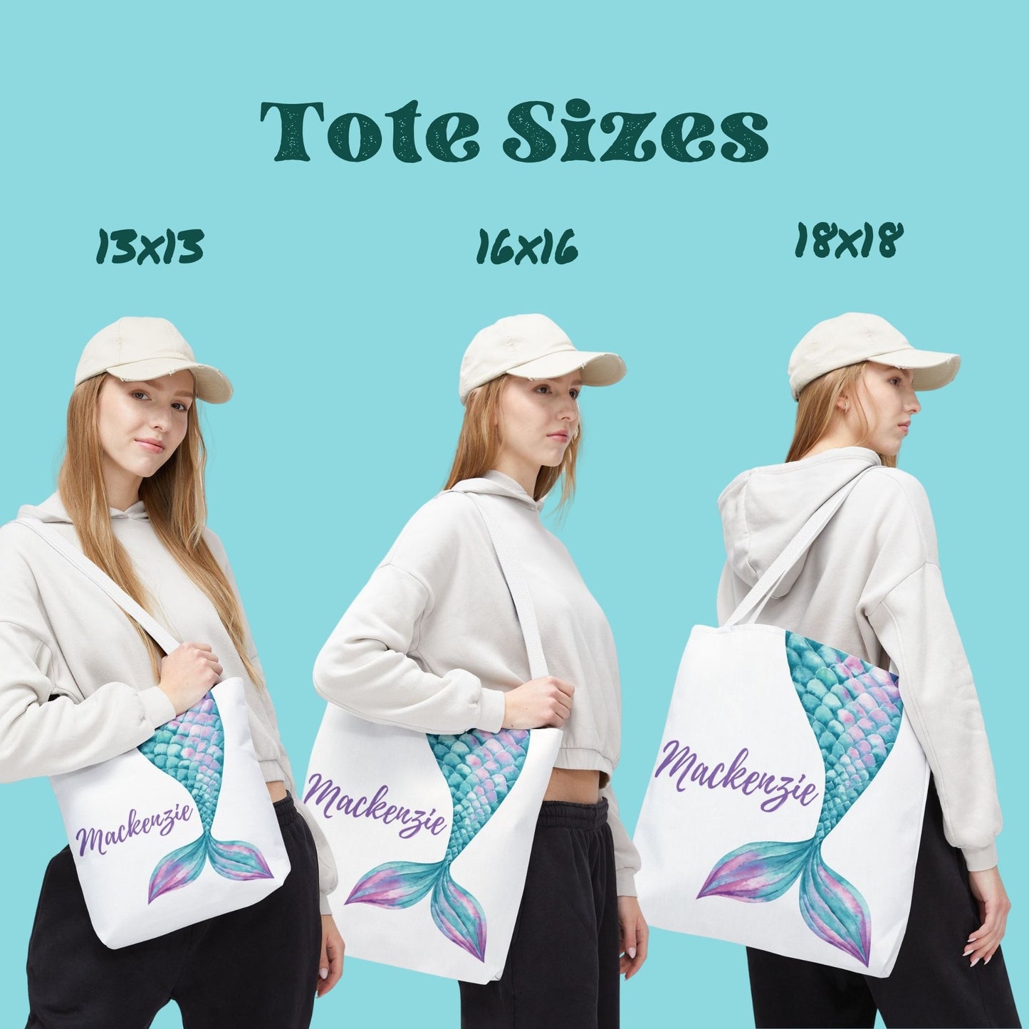 Personalized Mermaid Tail Tote Bag