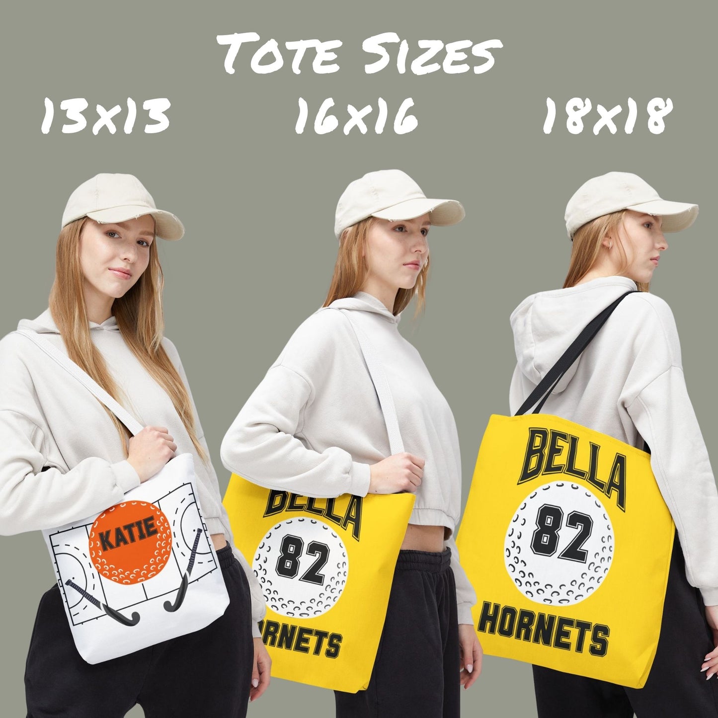 Personalized Field Hockey Tote Bag: Custom Name & Team Colors