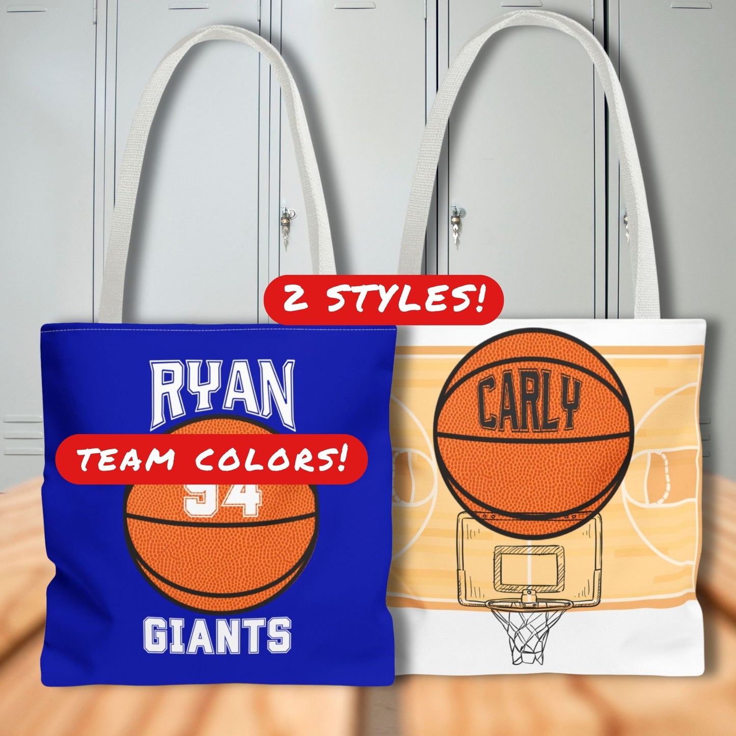 Personalized Basketball Tote Bag: Custom Name & Team Colors