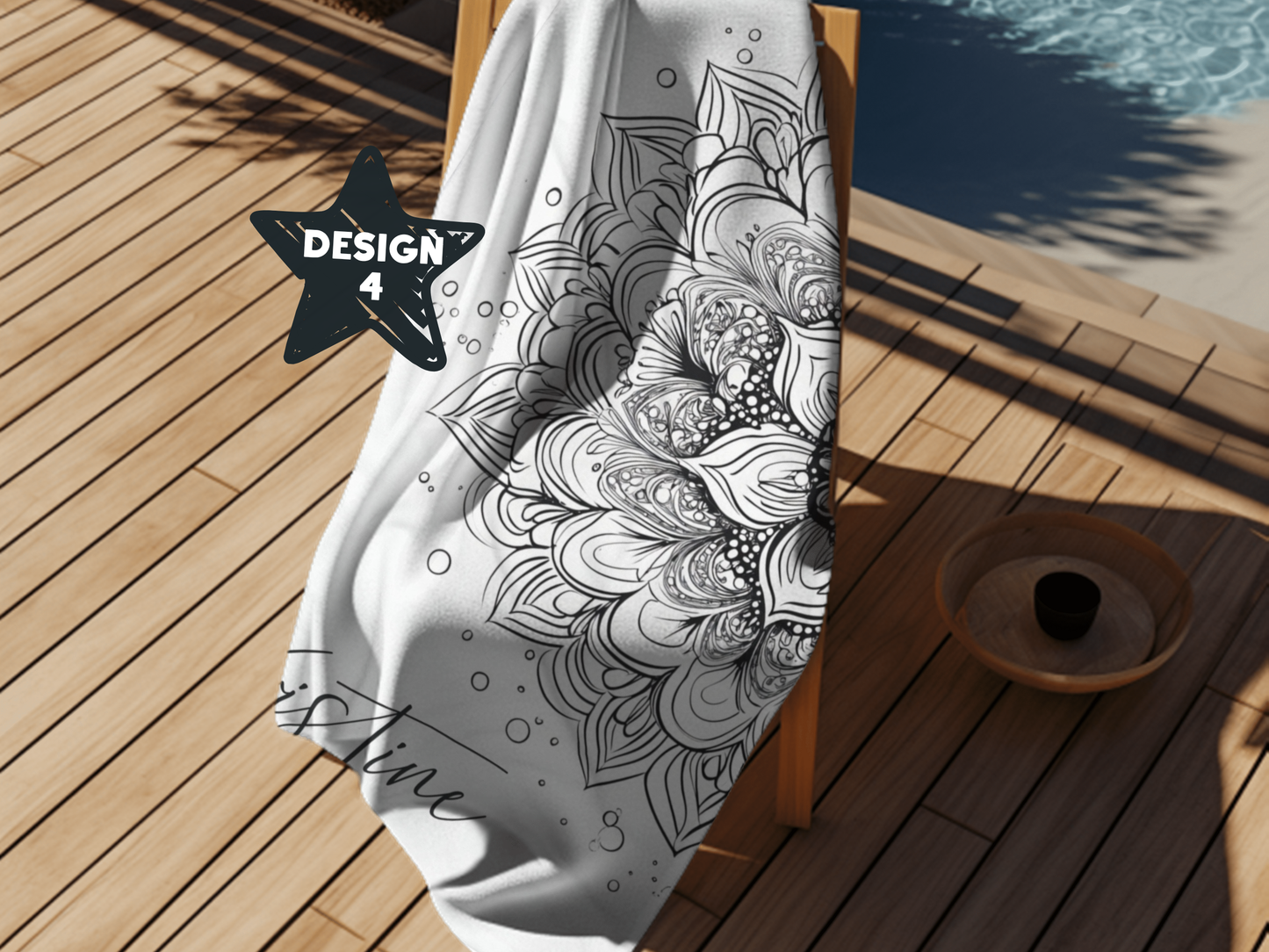 Custom Beach Towel: Personalized Doodle Mandala Towel - 4 Designs