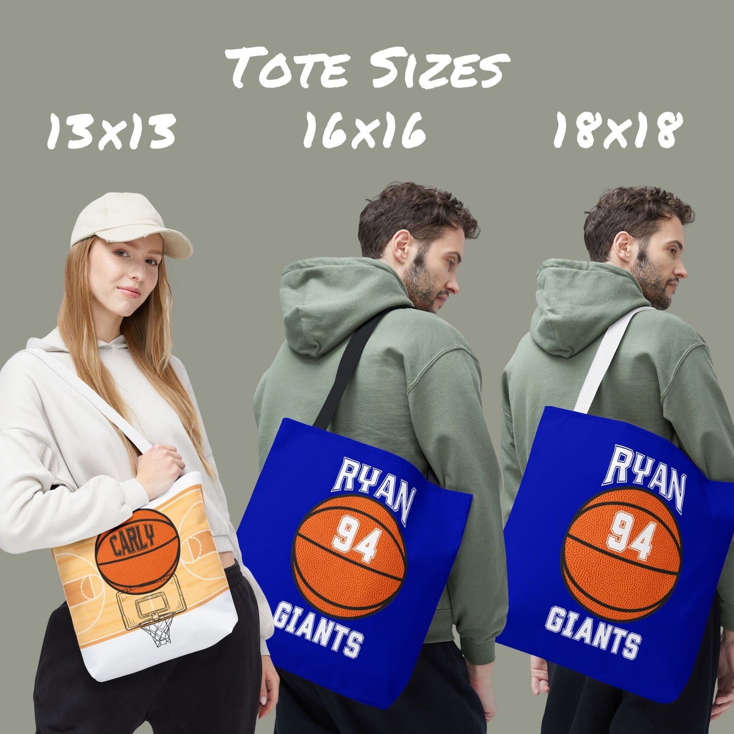 Personalized Basketball Tote Bag: Custom Name & Team Colors