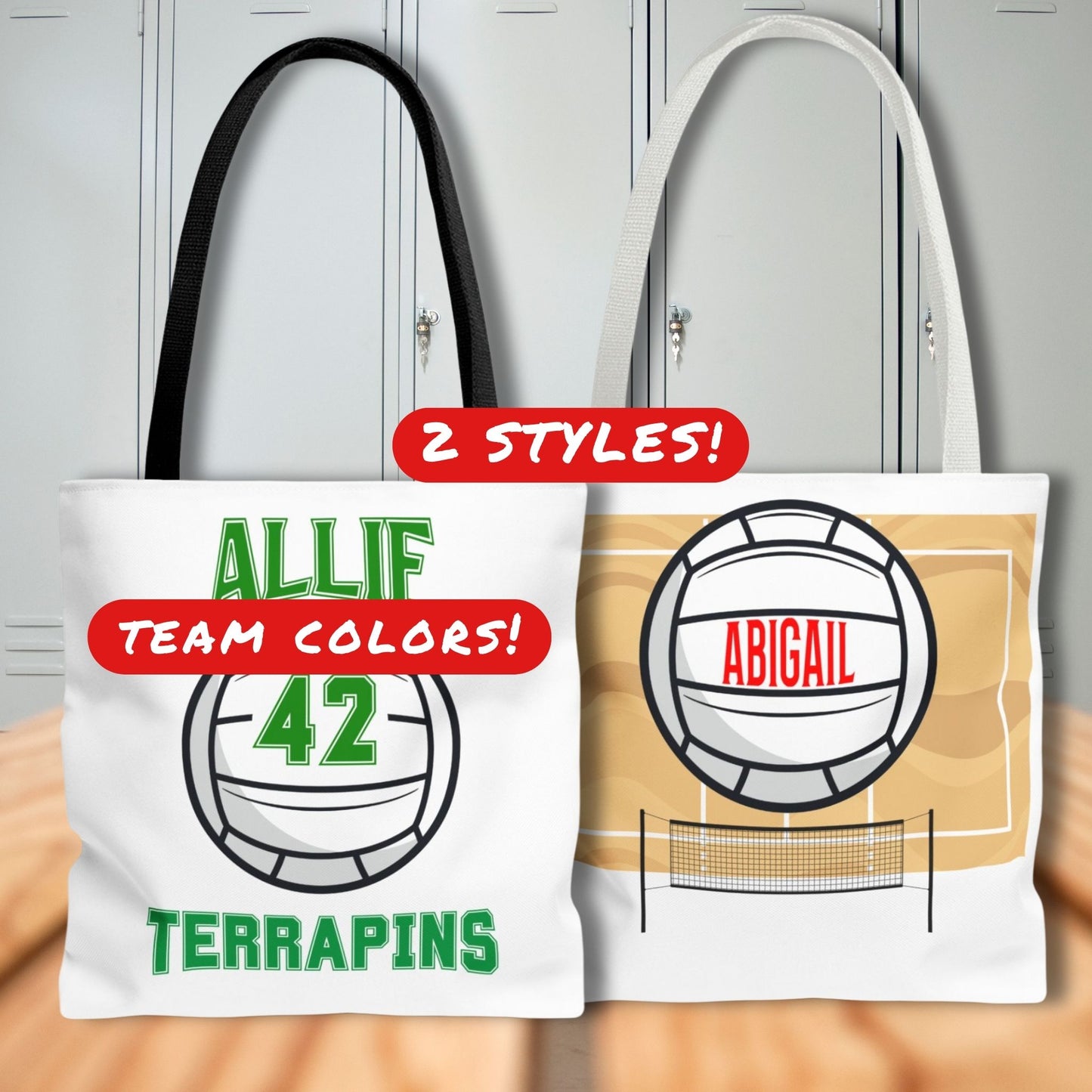 Personalized Volleyball Tote Bag: Custom Name & Team Colors