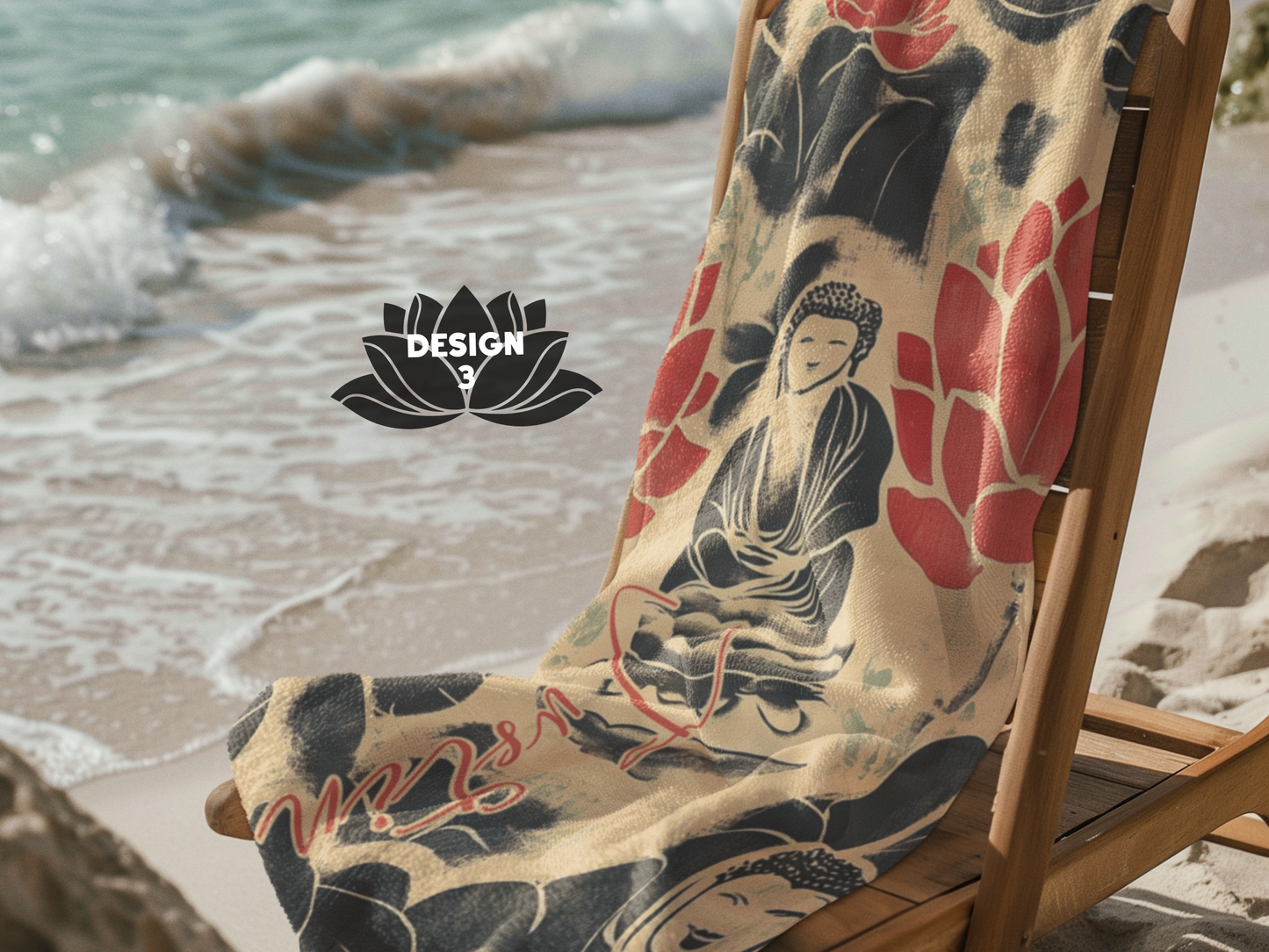 Custom Beach Towel: Personalized Buddha Towel - 3 Designs
