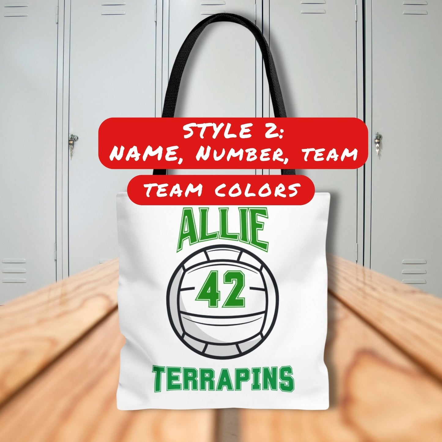 Personalized Volleyball Tote Bag: Custom Name & Team Colors