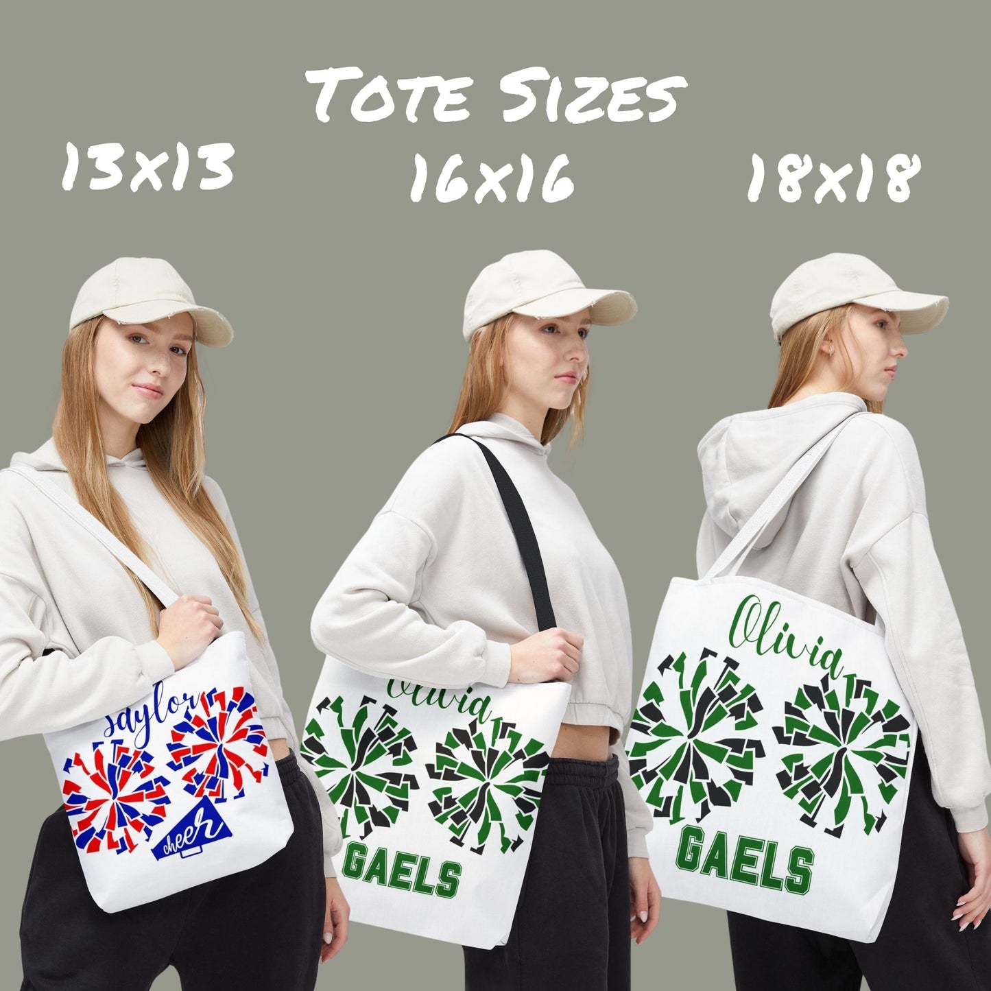 Personalized Cheerleader Tote Bag: Custom Name & Team Colors