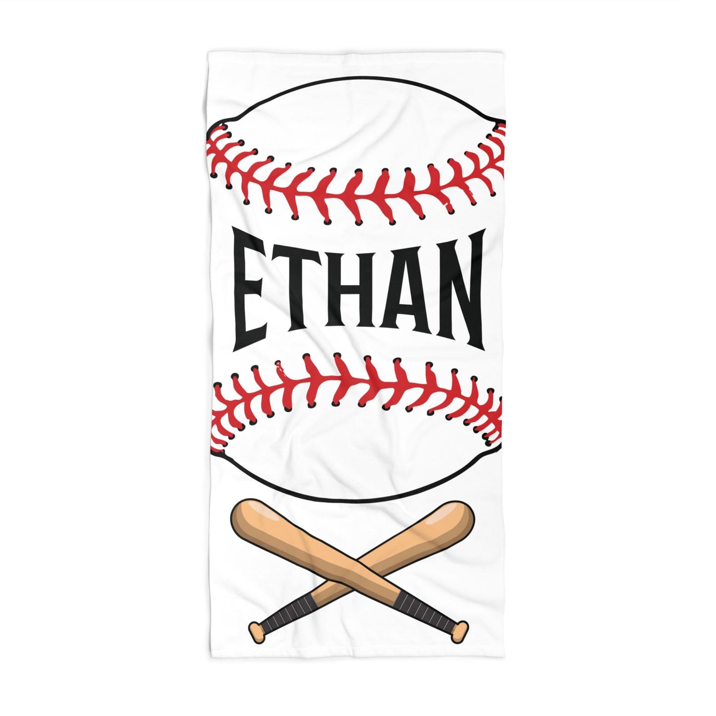 Personalized Baseball Towel: Custom Name Beach & Pool Towel
