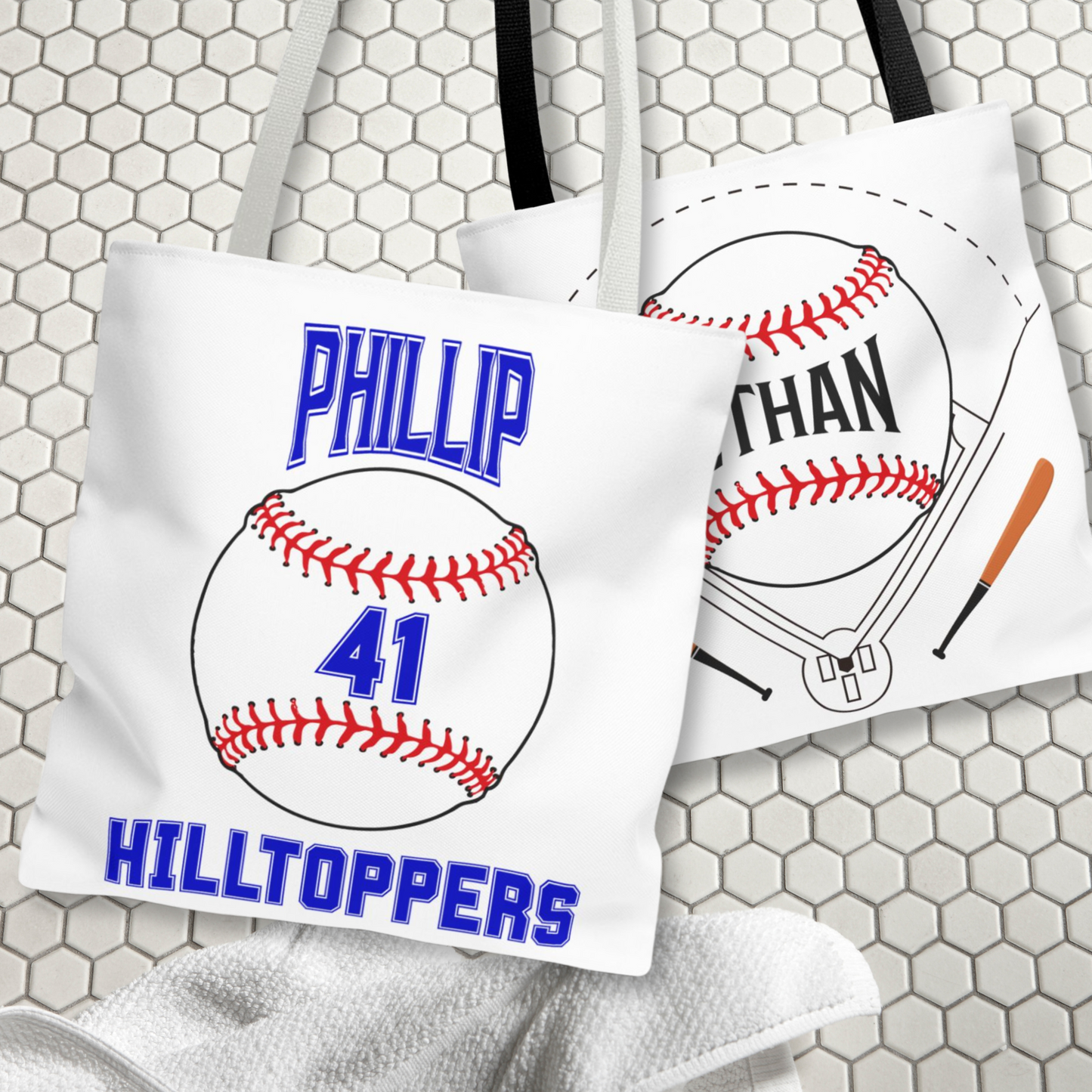 Personalized Baseball Tote Bag: Custom Name & Team Colors
