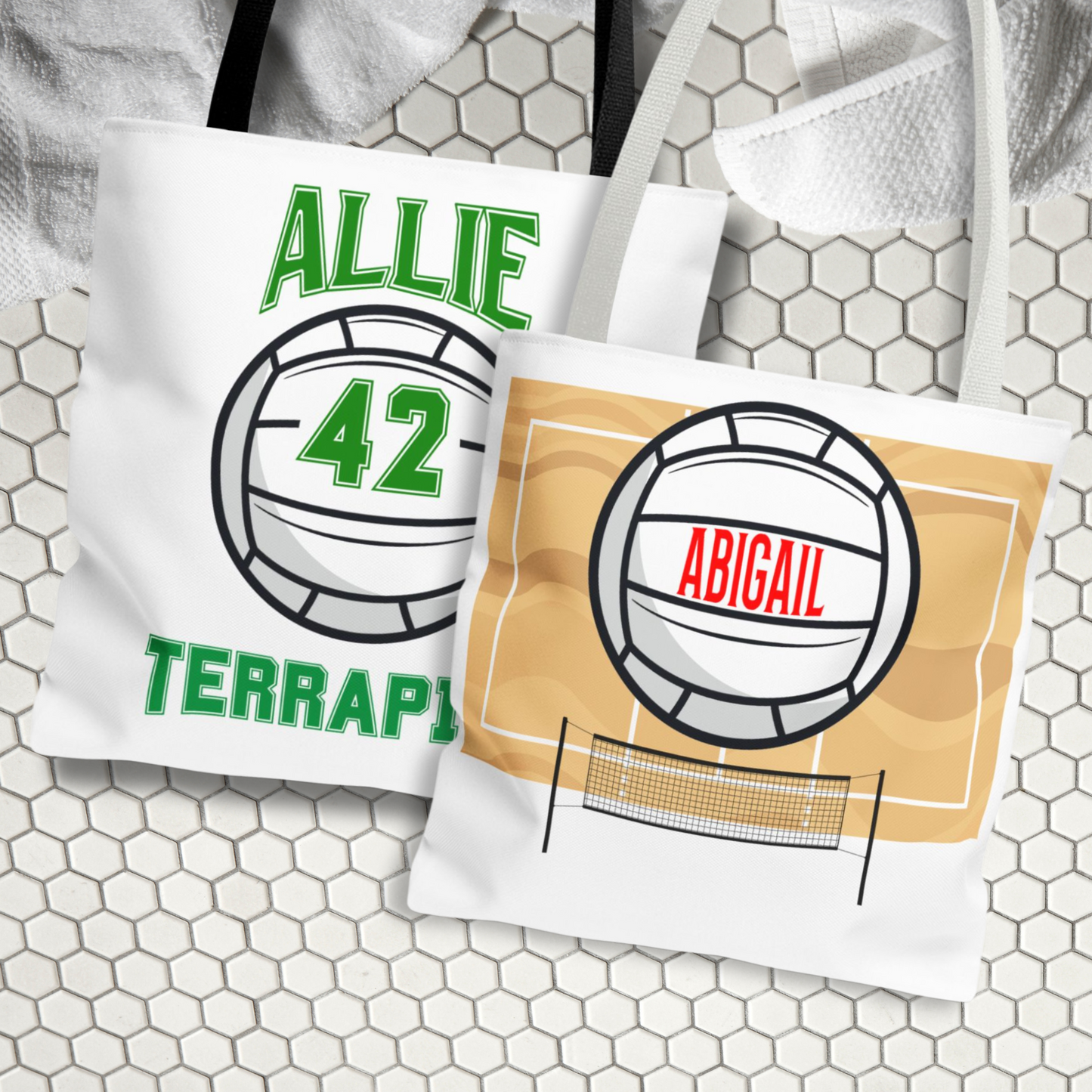 Personalized Volleyball Tote Bag: Custom Name & Team Colors