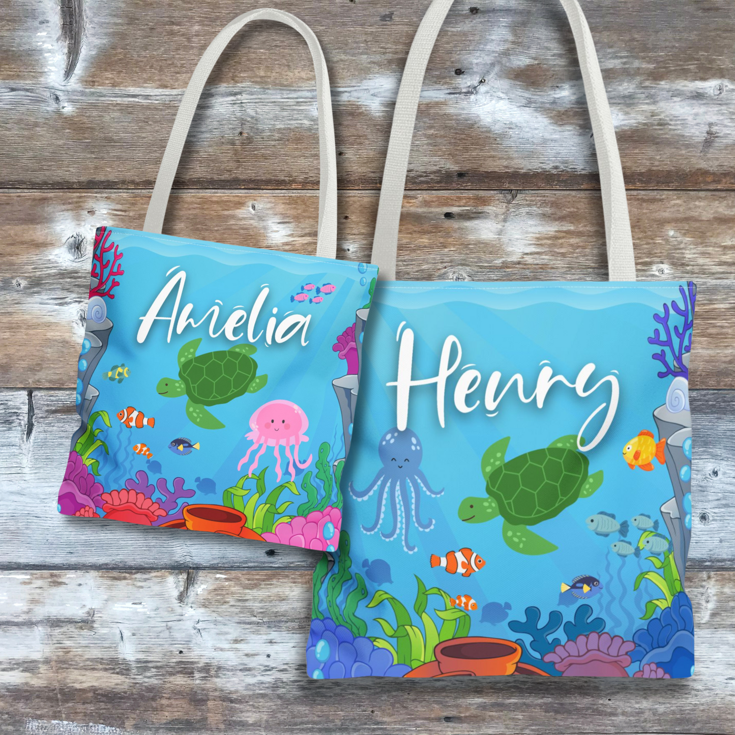 Personalized Under the Sea Theme Tote Bag
