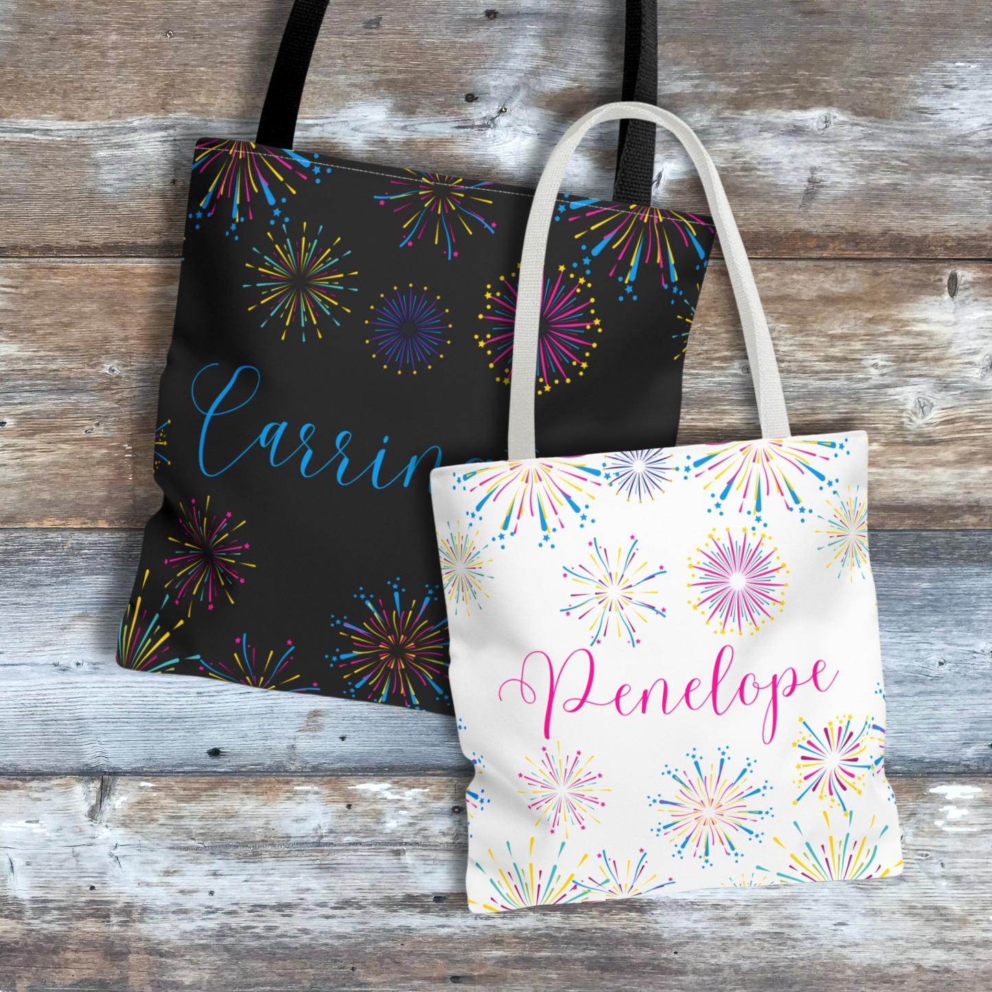 Personalized Fire Works Tote Bag