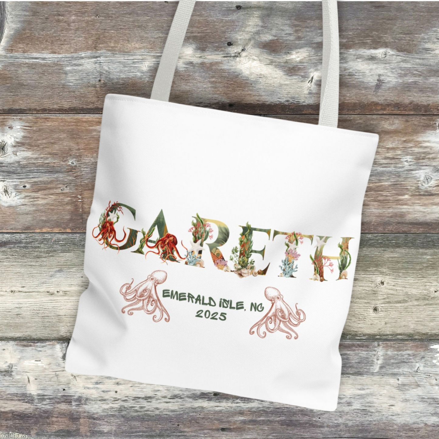 Personalized Ocean Sea Creature Alphabet Vacation Tote Bag