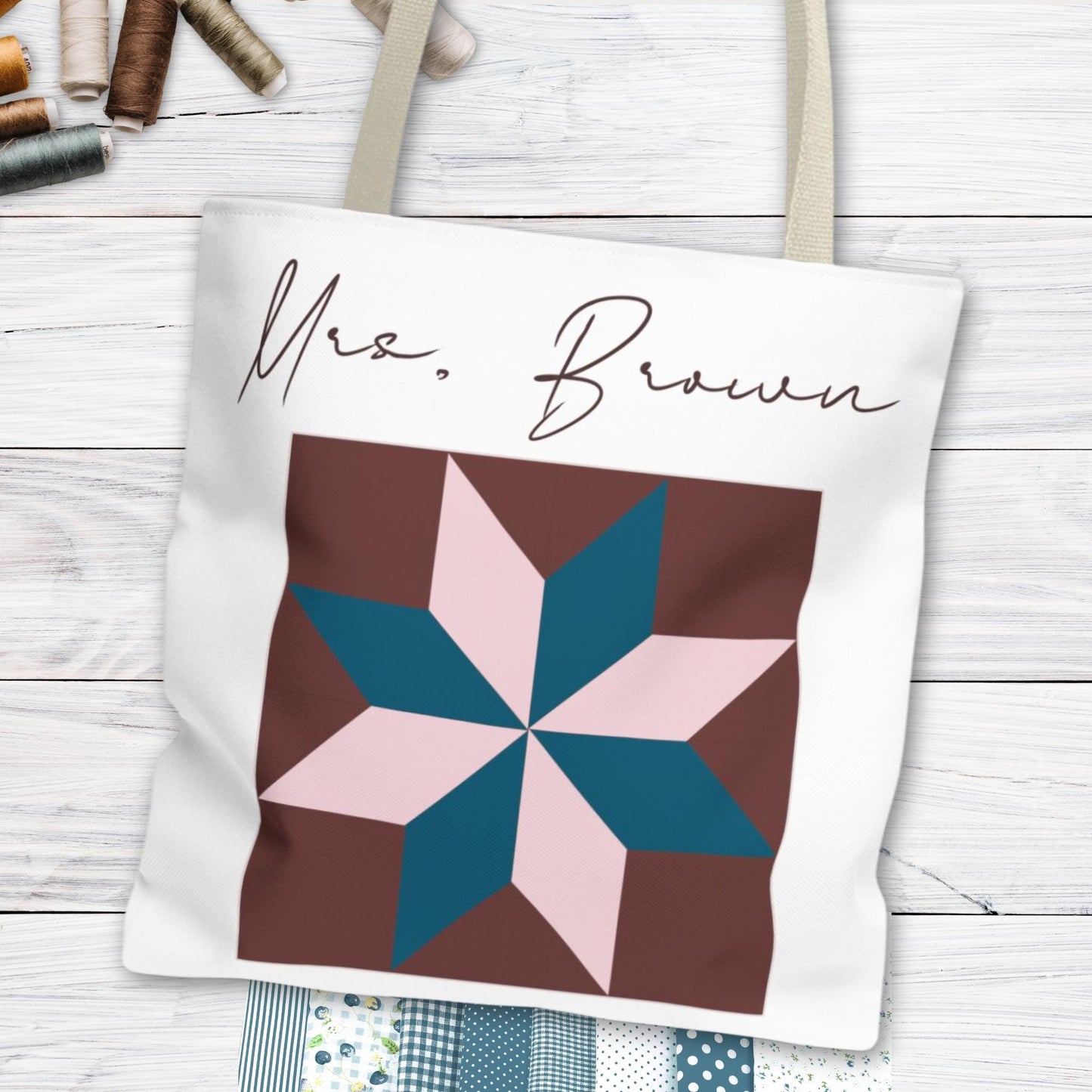 Personalized Quilt Block Tote Bag in 3 Fall Color Designs