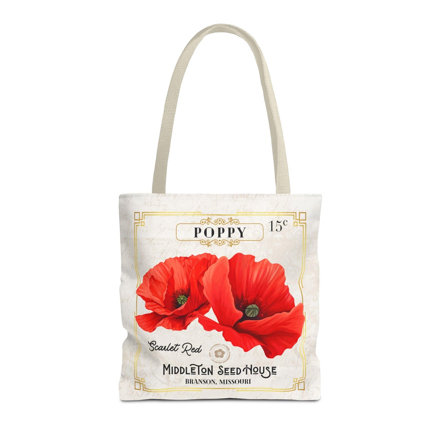 Personalized Poppy Seed Packet Vintage Farmer's Market Tote Bag