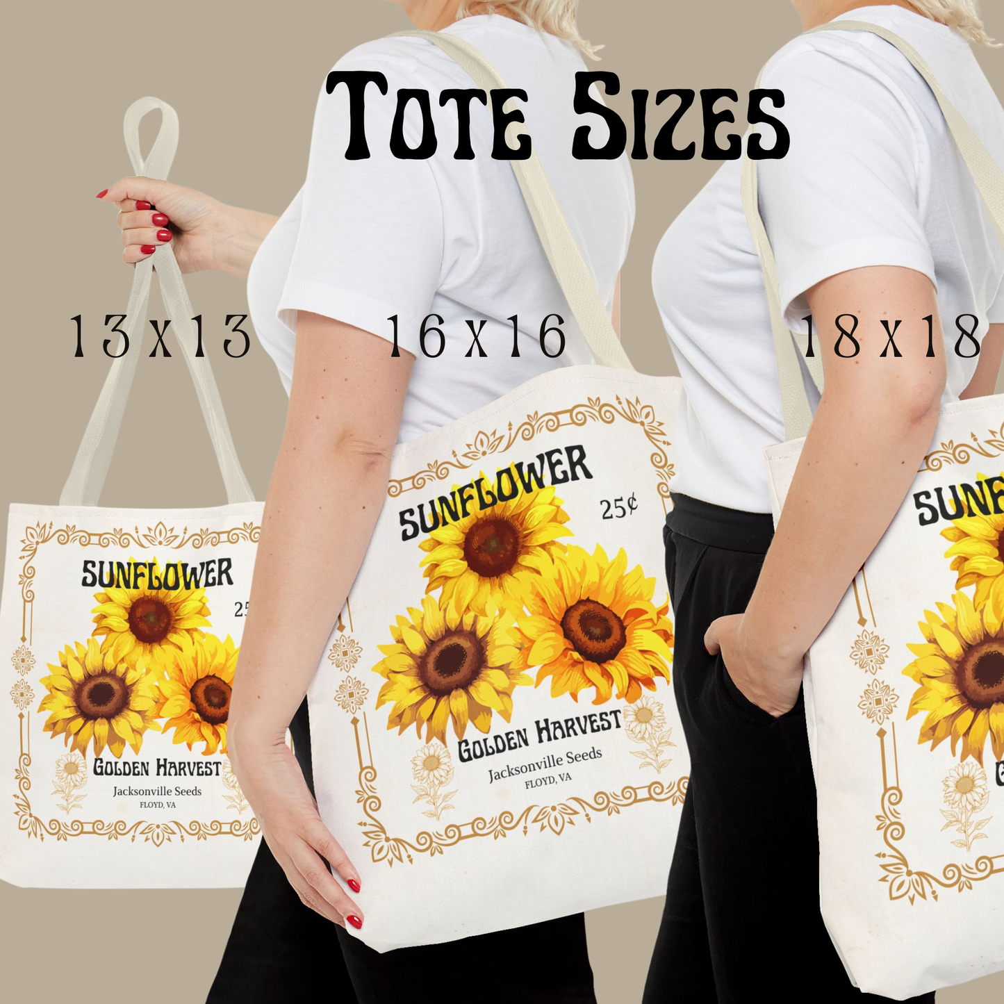 Personalized Sunflower Seed Packet Vintage Farmer's Market Tote Bag