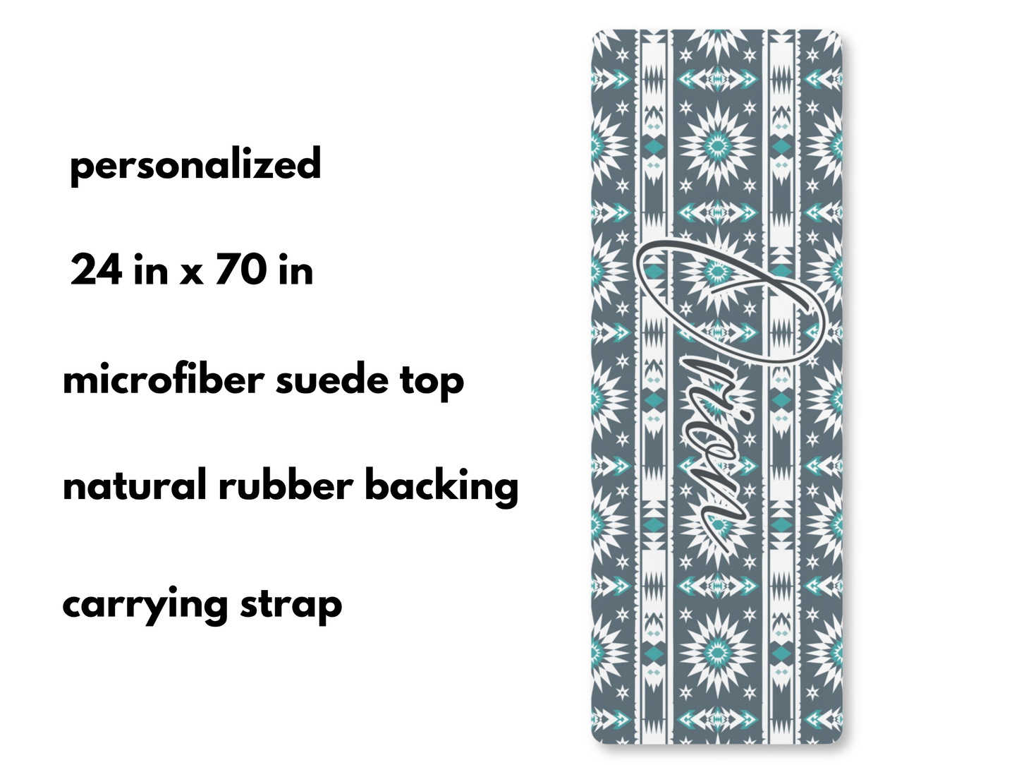 Personalized Southwest Pattern Yoga Mat: Custom Pilates Mat