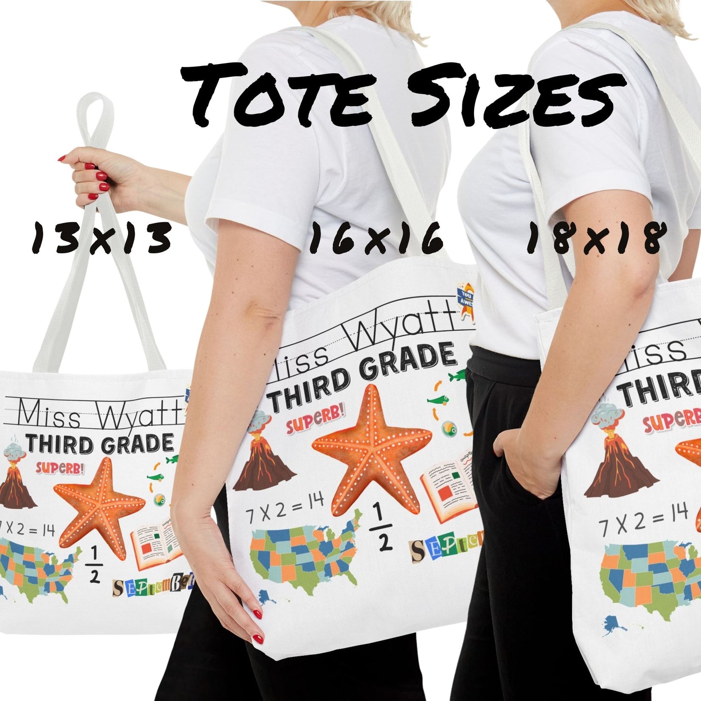 Personalized Third Grade Teacher Tote Bag