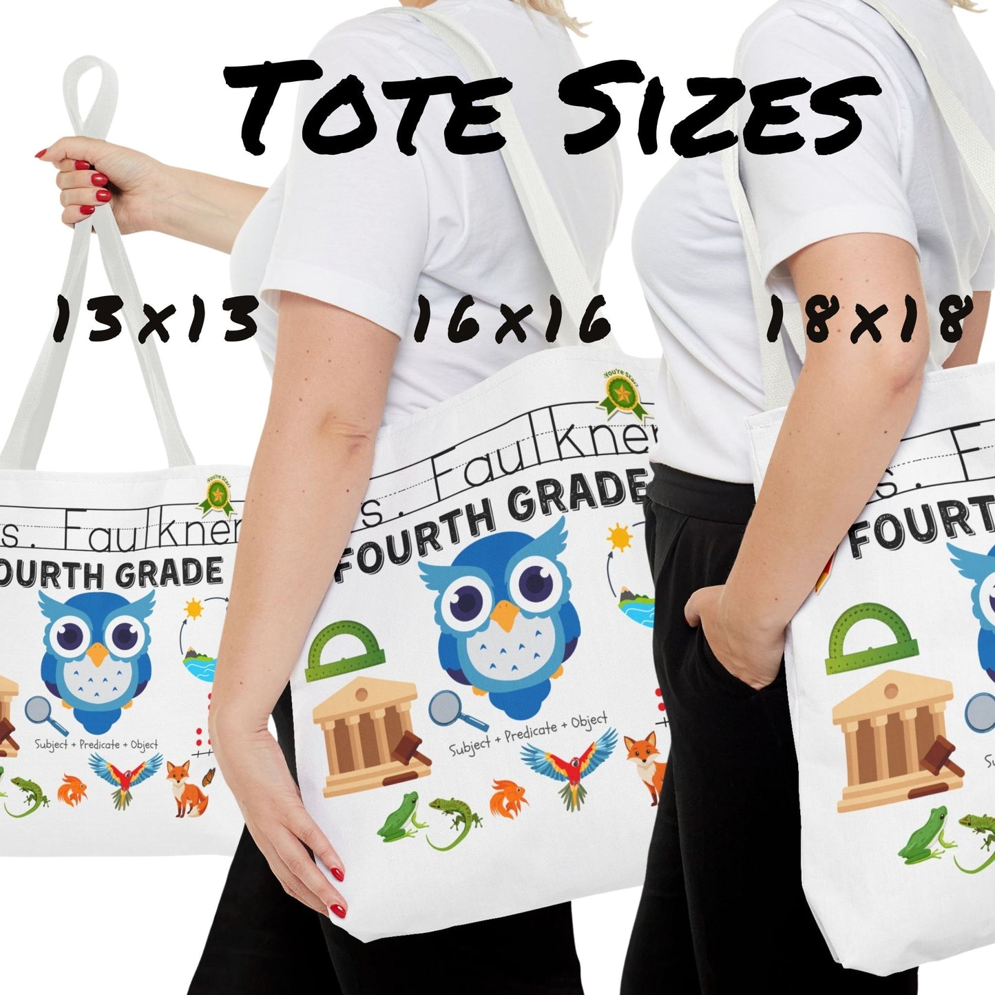 Personalized Fourth Grade Teacher Tote Bag