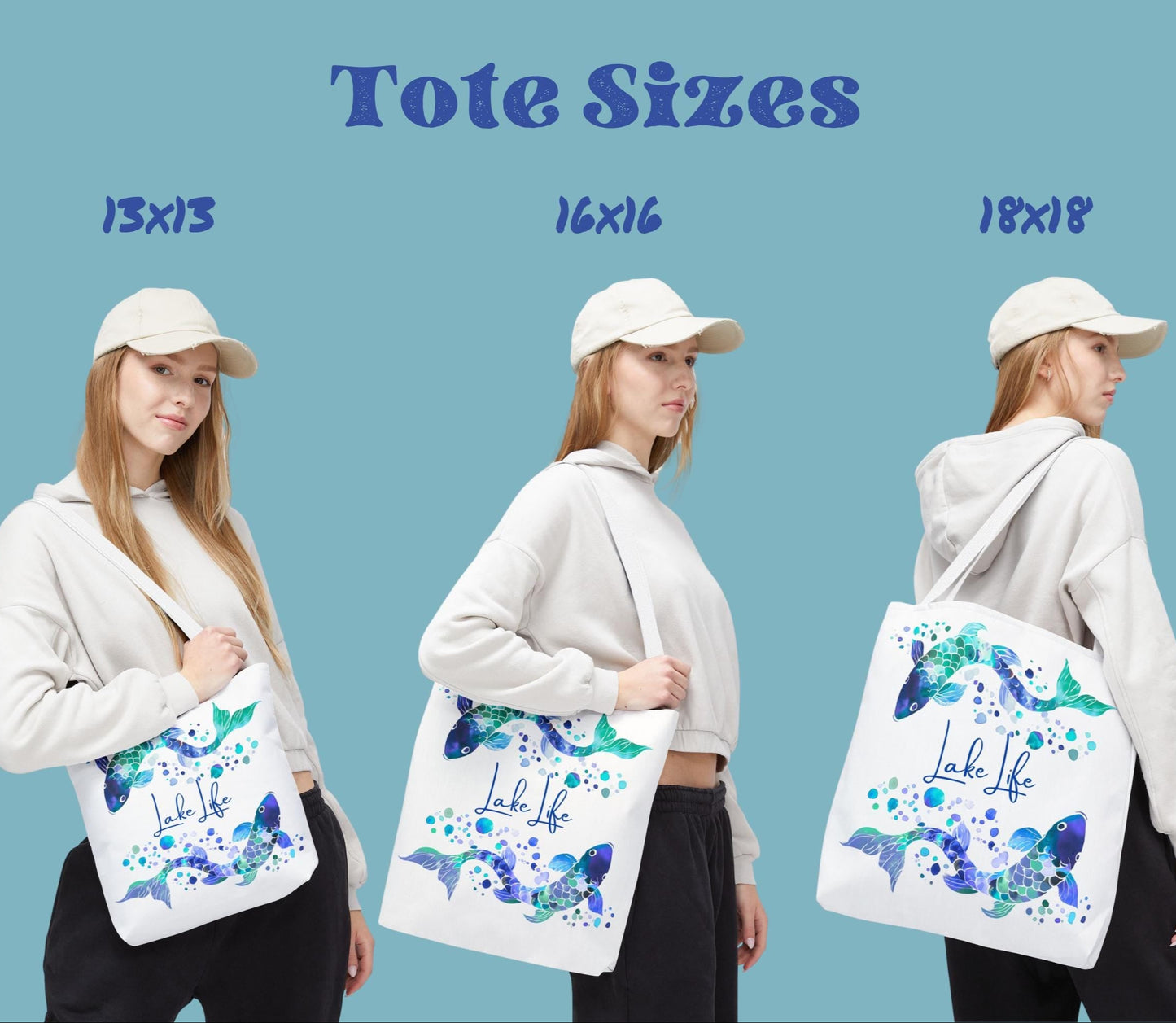 Personalized Lake Life Tote with Blue Fish