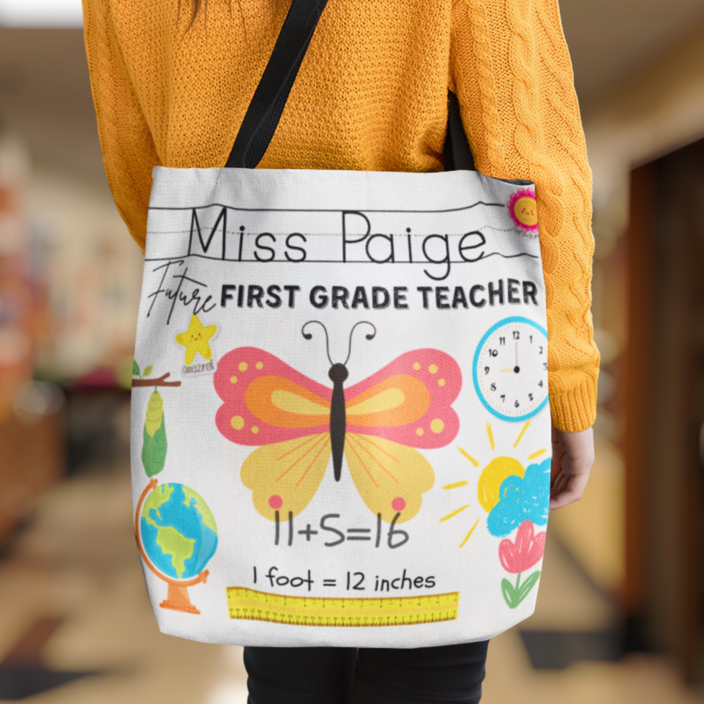 Personalized First Grade Teacher Tote Bag