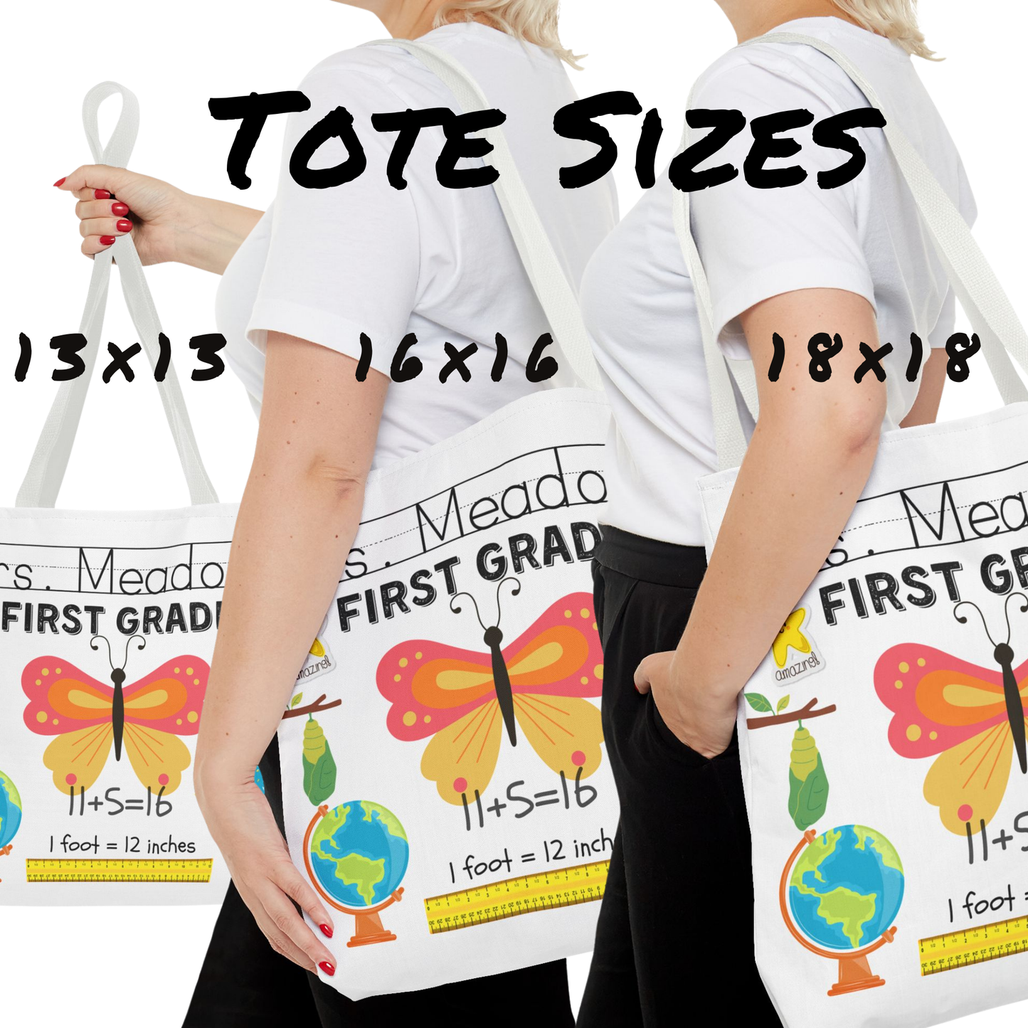 Personalized First Grade Teacher Tote Bag