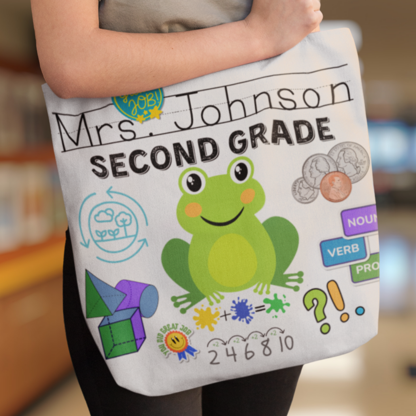 Personalized Second Grade Teacher Tote Bag