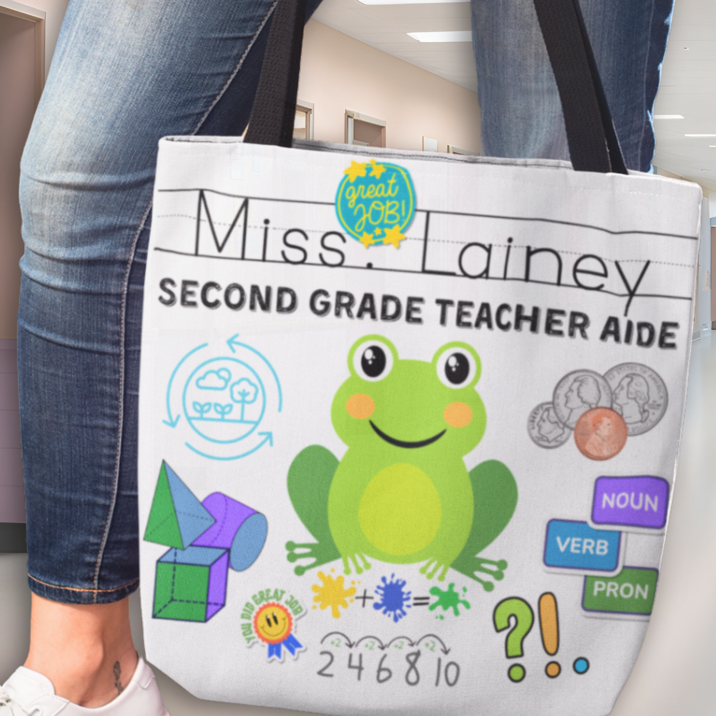 Personalized Second Grade Teacher Tote Bag