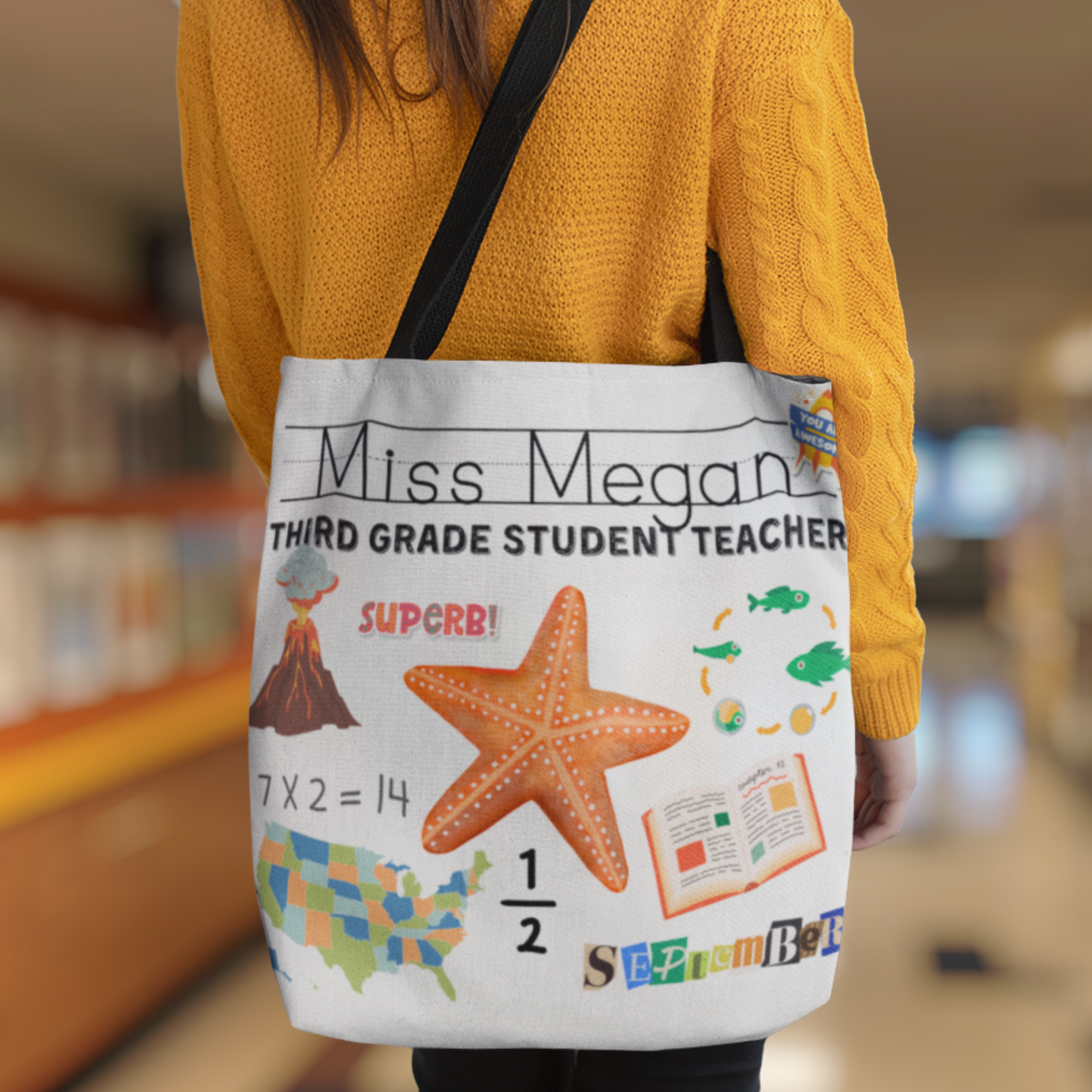 Personalized Third Grade Teacher Tote Bag