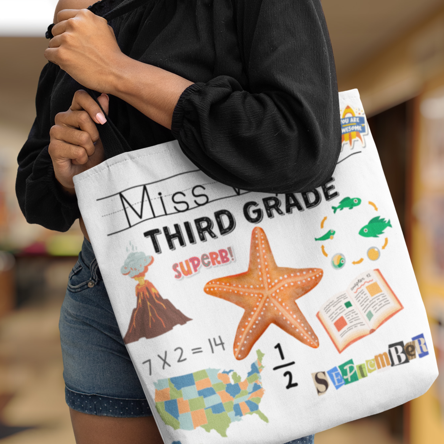 Personalized Third Grade Teacher Tote Bag