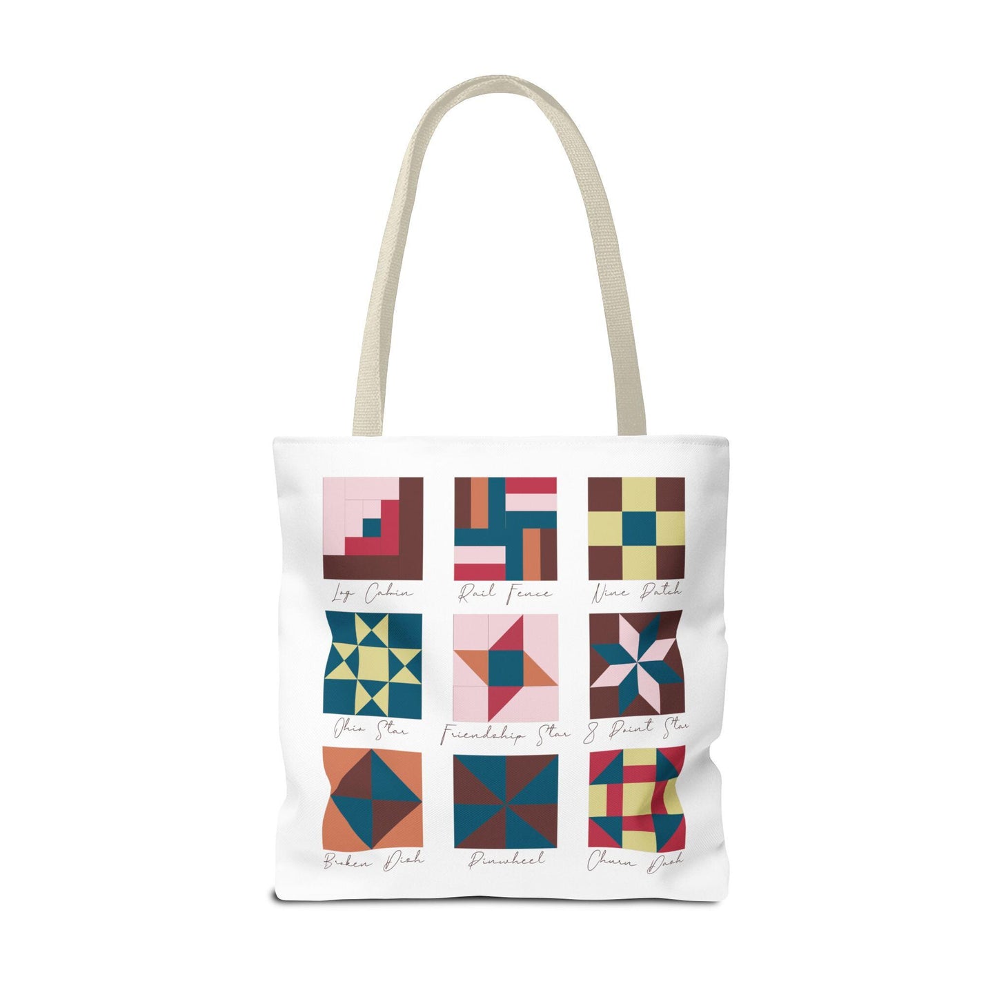 Personalized Quilt Block Tote Bag in 3 Fall Color Designs
