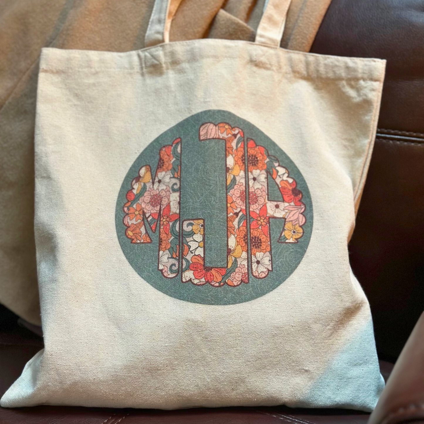 Custom Boho Monogram Canvas Tote Bag: Personalized Gen Z Gift