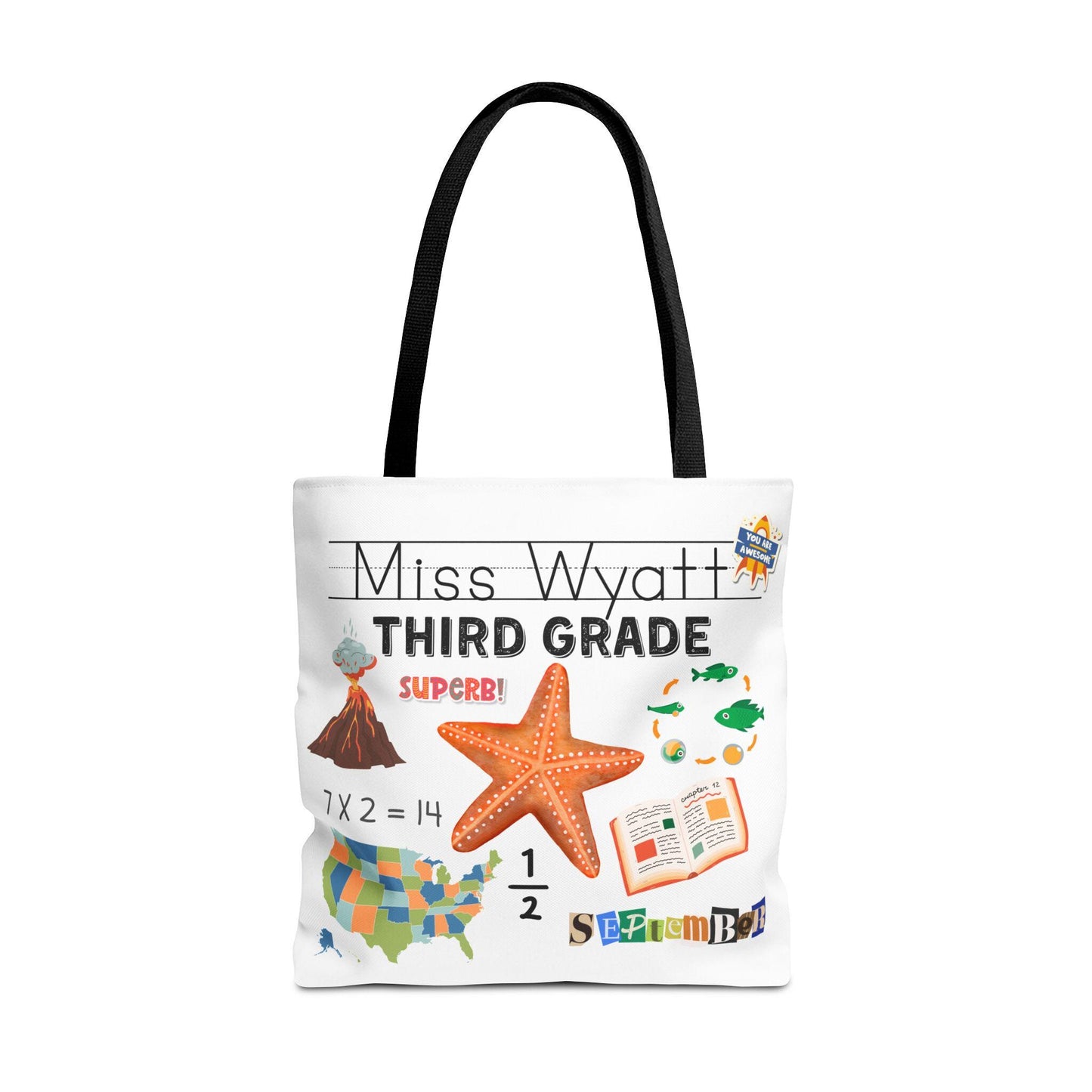 Personalized Third Grade Teacher Tote Bag