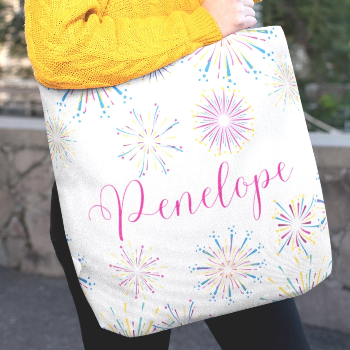 Personalized Fire Works Tote Bag