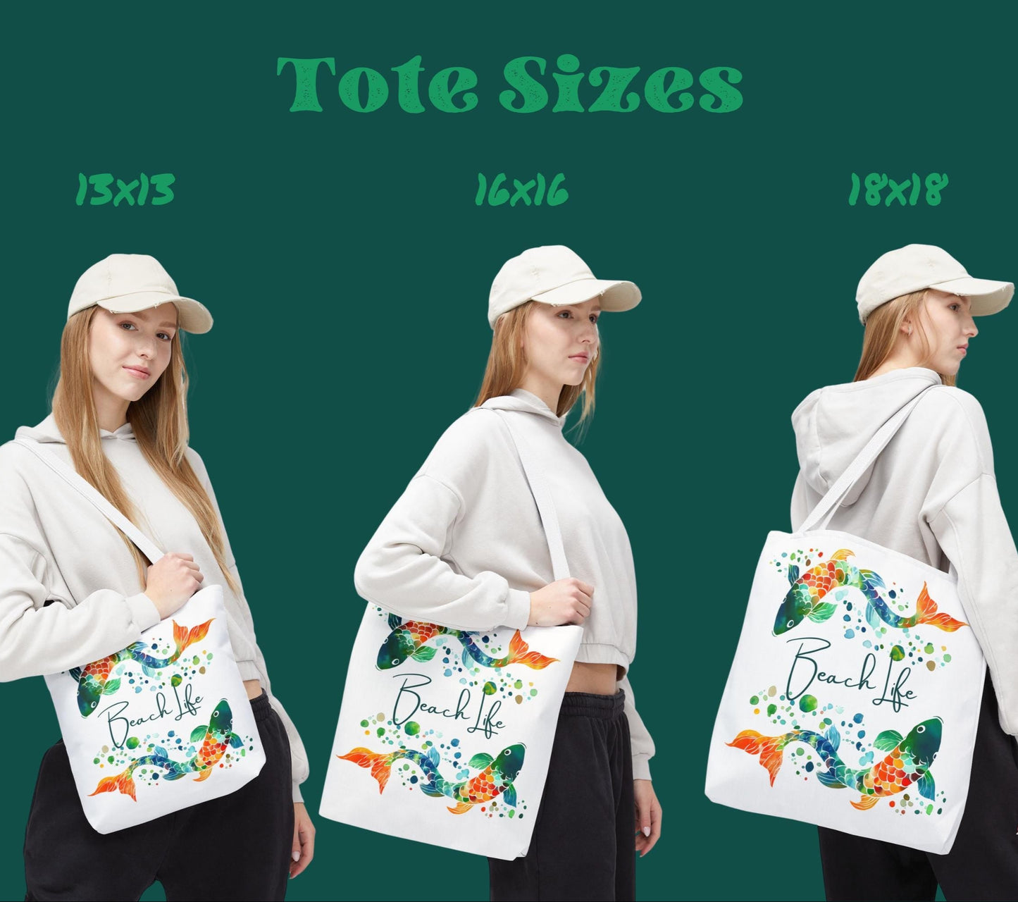 Personalized Beach Life Tote with Colorful Fish