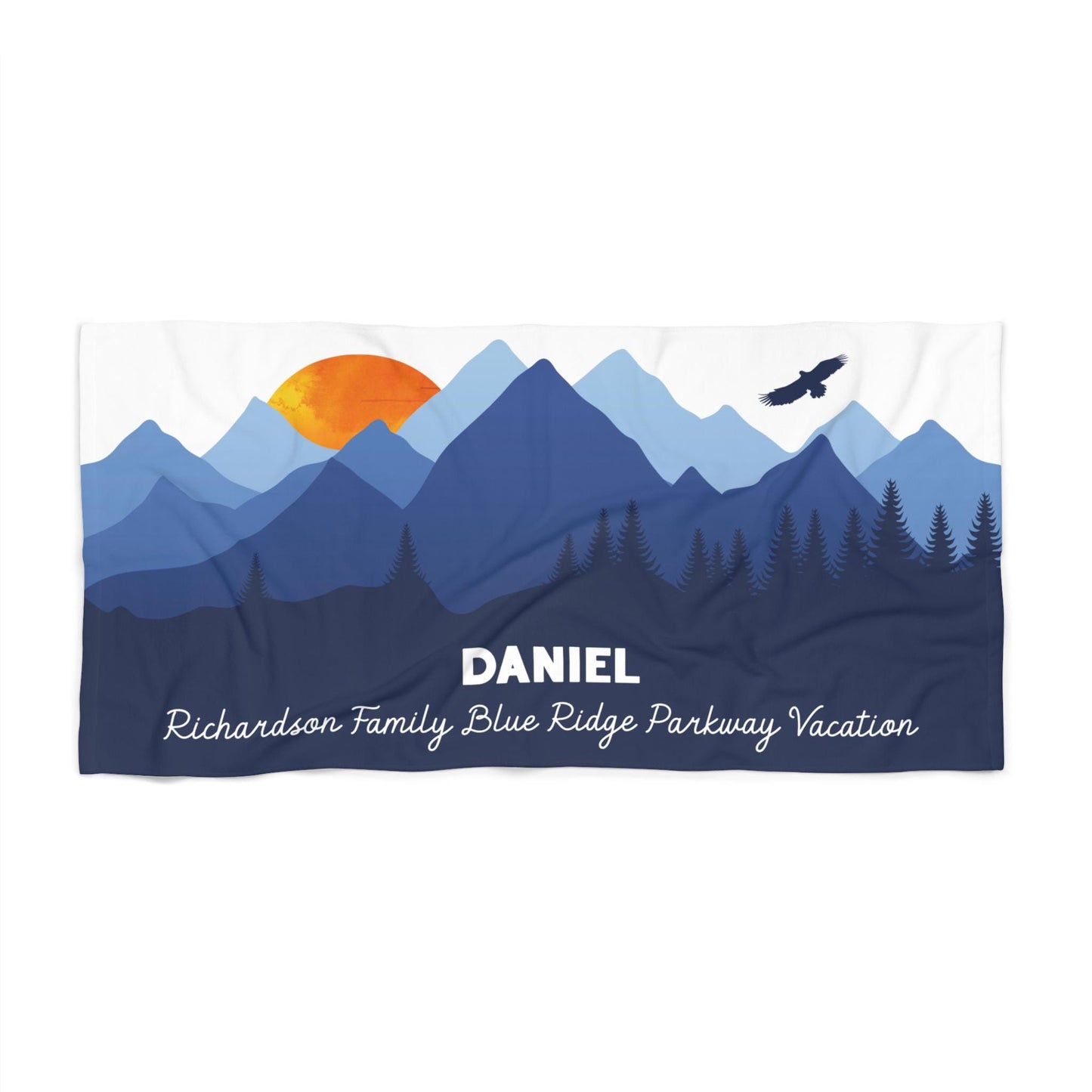 Personalized Camping Towel: Blue Ridge Mountains Trip Keepsake